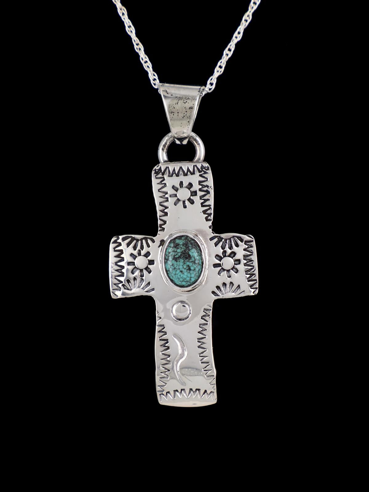 Native American Jewelry Turquoise Cross Pendant - PuebloDirect.com