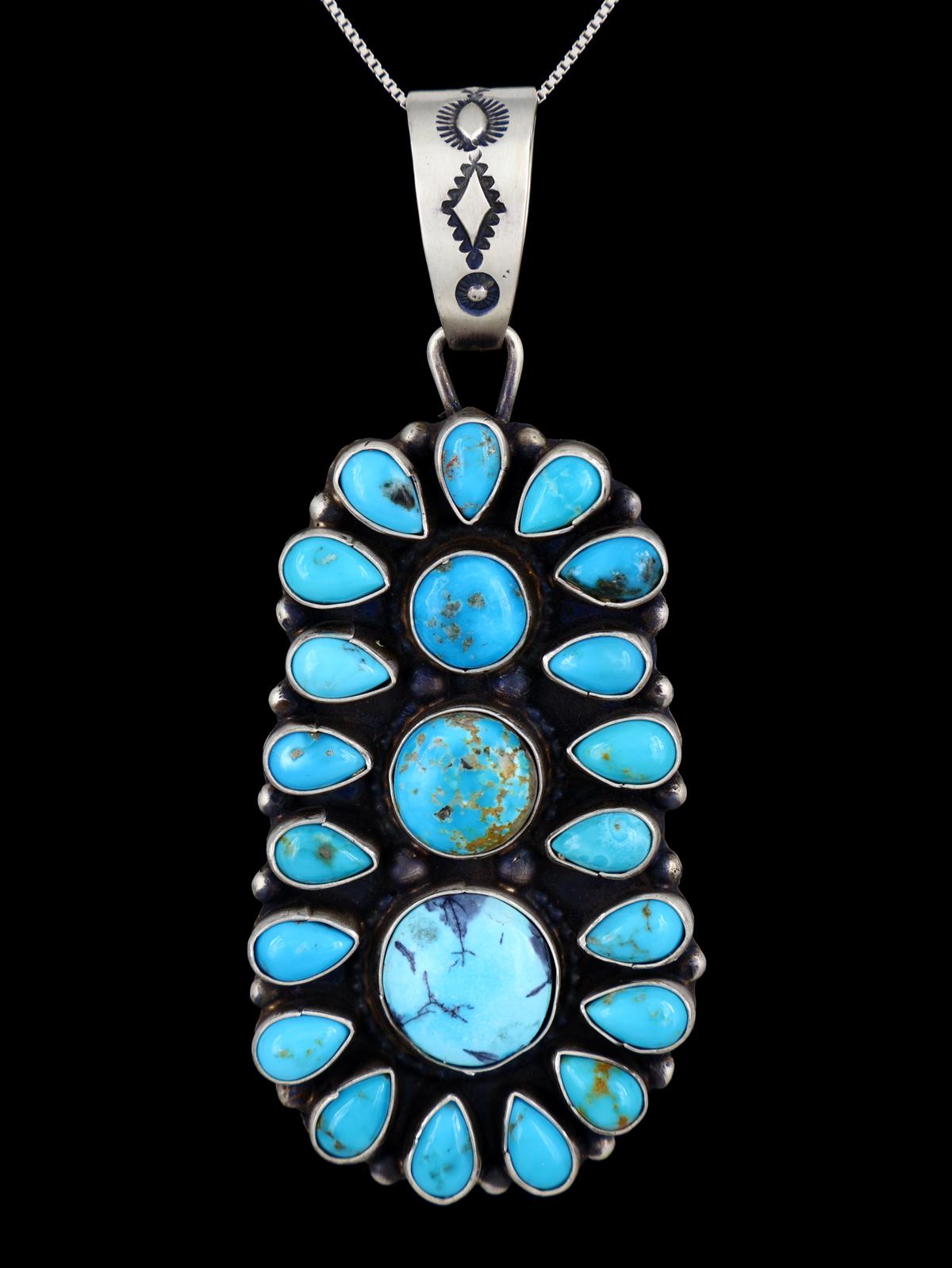 Native American Sterling Silver Sonoran Rose Turquoise Pendant