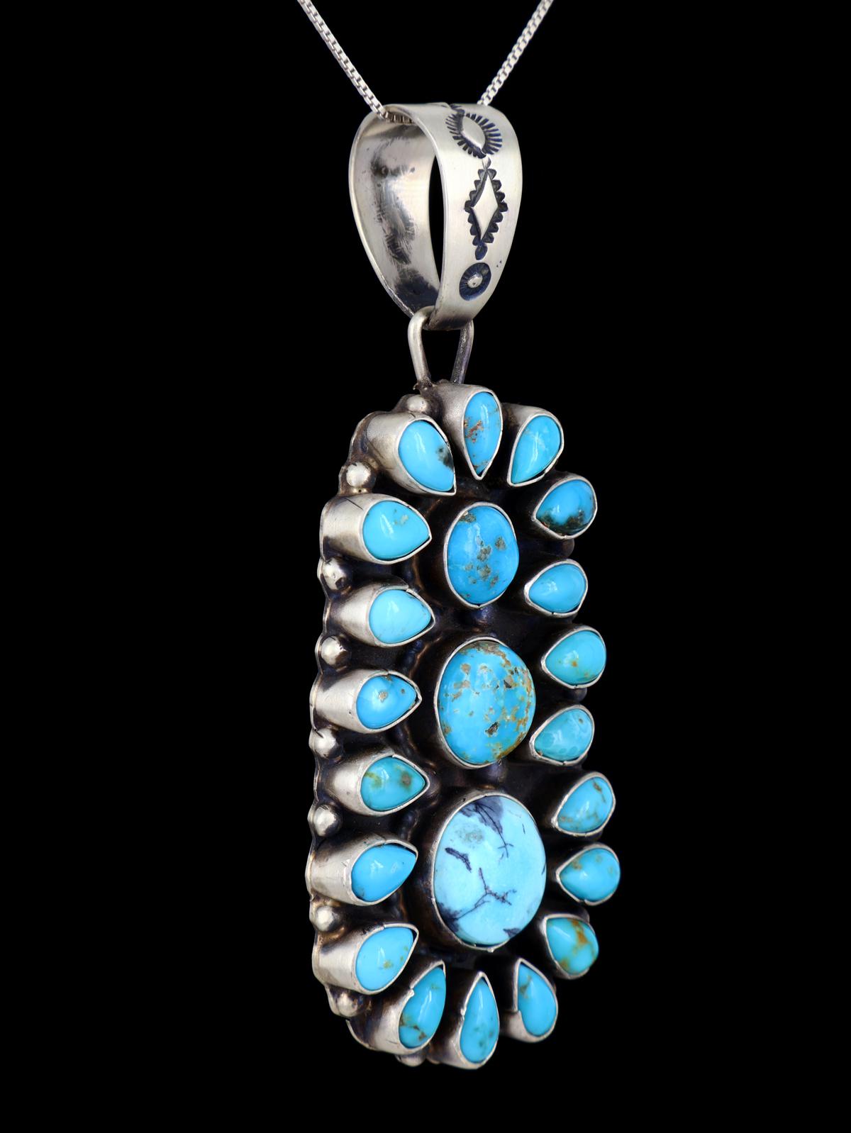 Native American Sterling Silver Sonoran Rose Turquoise Pendant