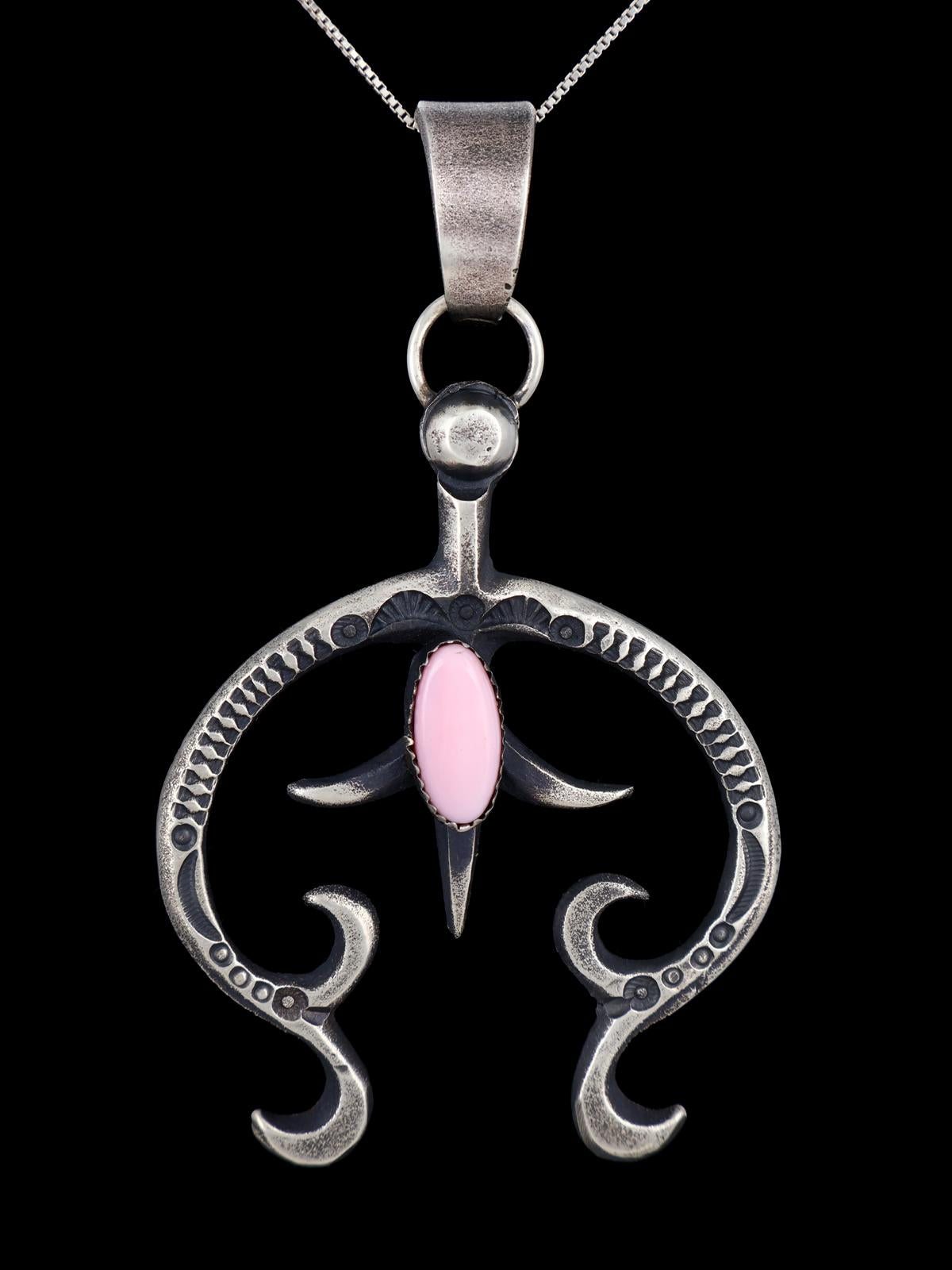 Native American Pink Conch Sterling Silver Naja Pendant