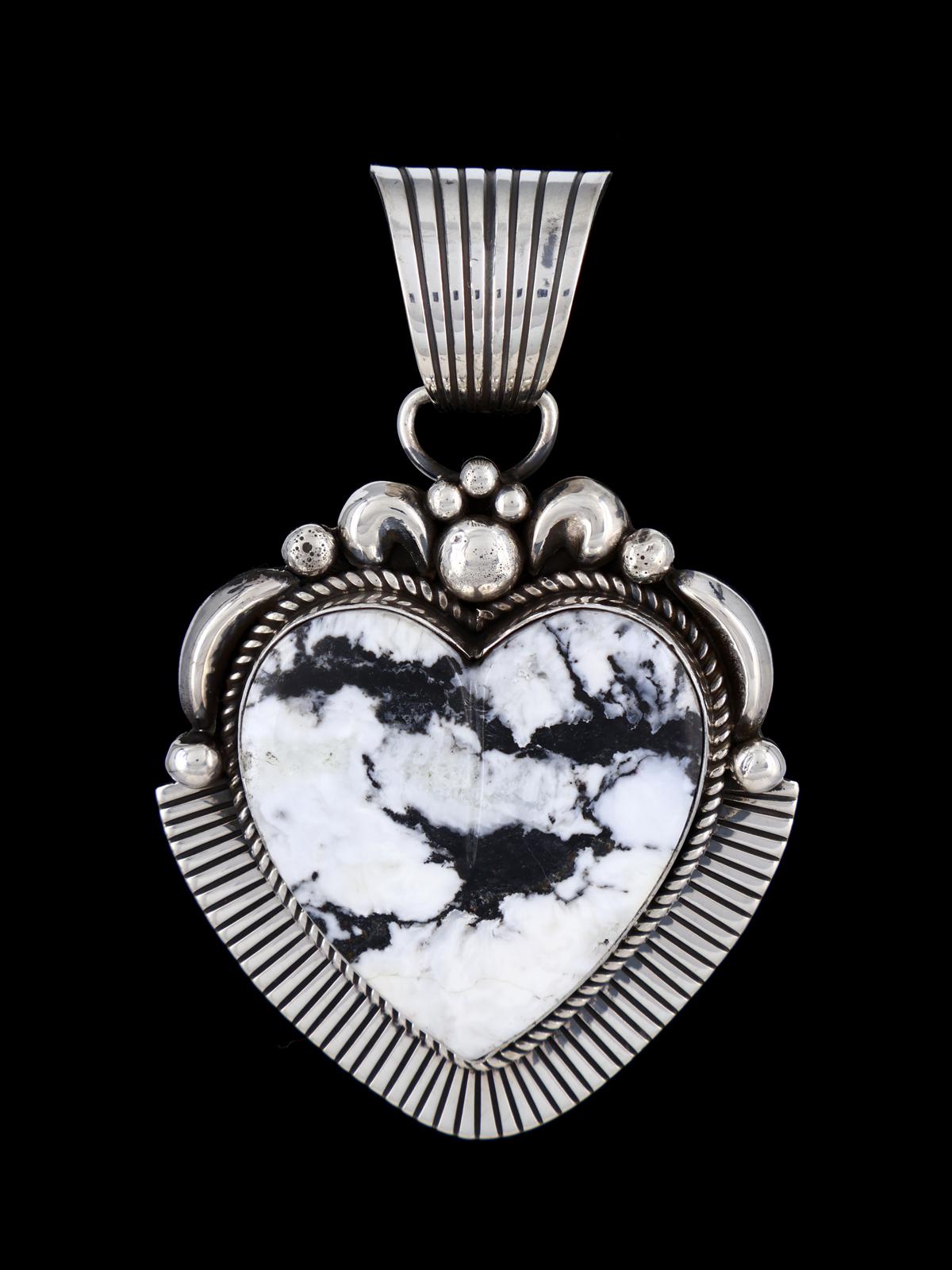Native American Cold Chisel White Buffalo Heart Pendant