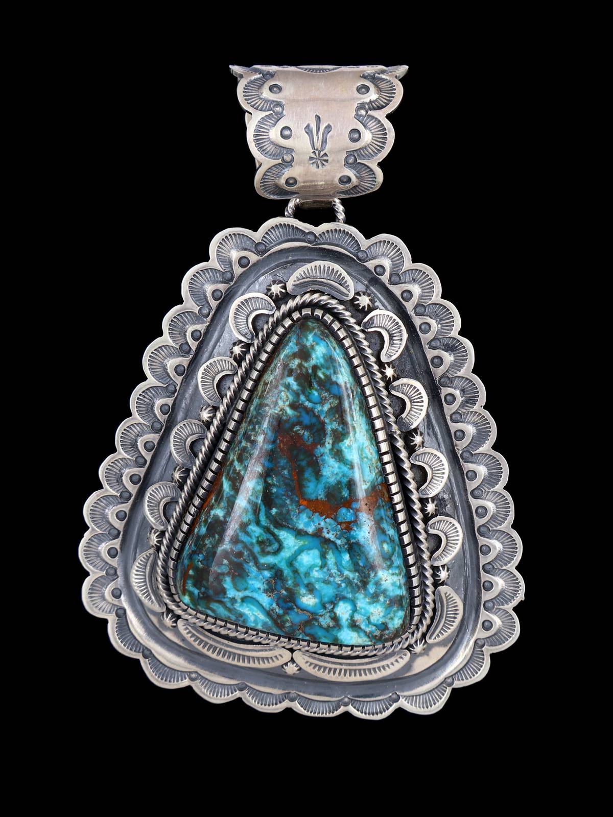 Egyptian Turquoise Navajo Sterling Silver Pendant - PuebloDirect.com
