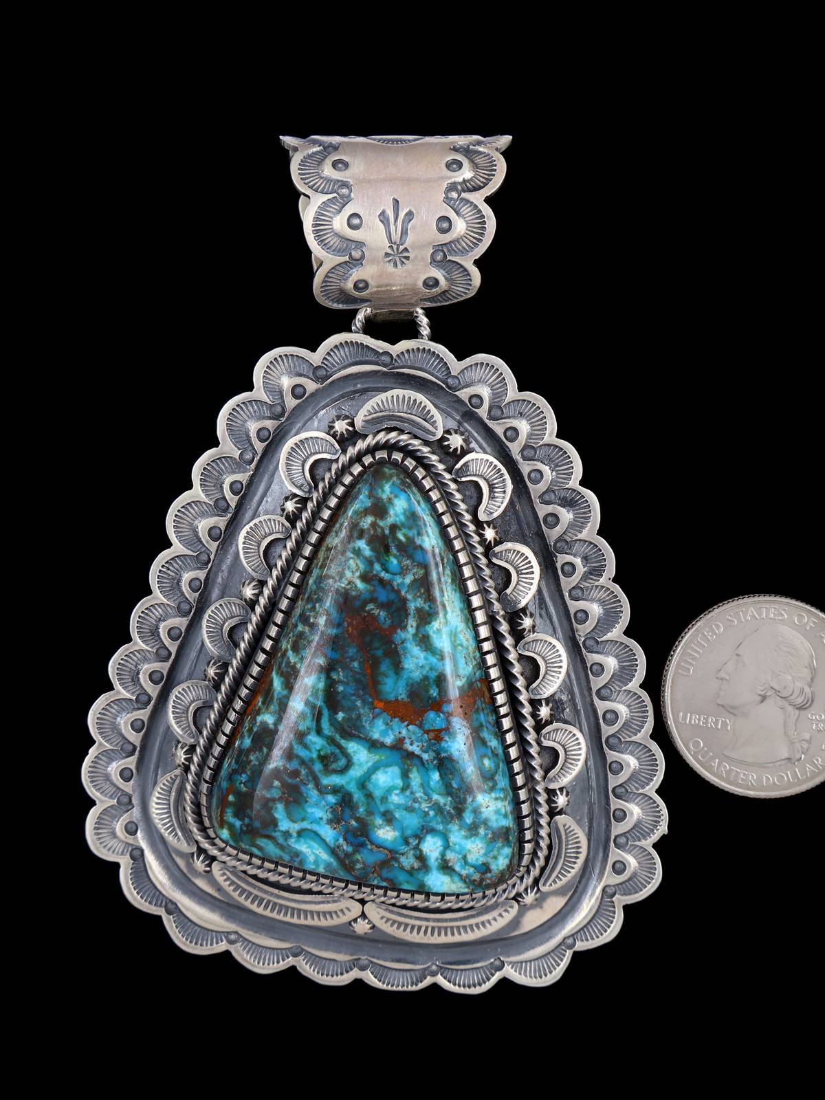 Egyptian Turquoise Navajo Sterling Silver Pendant - PuebloDirect.com