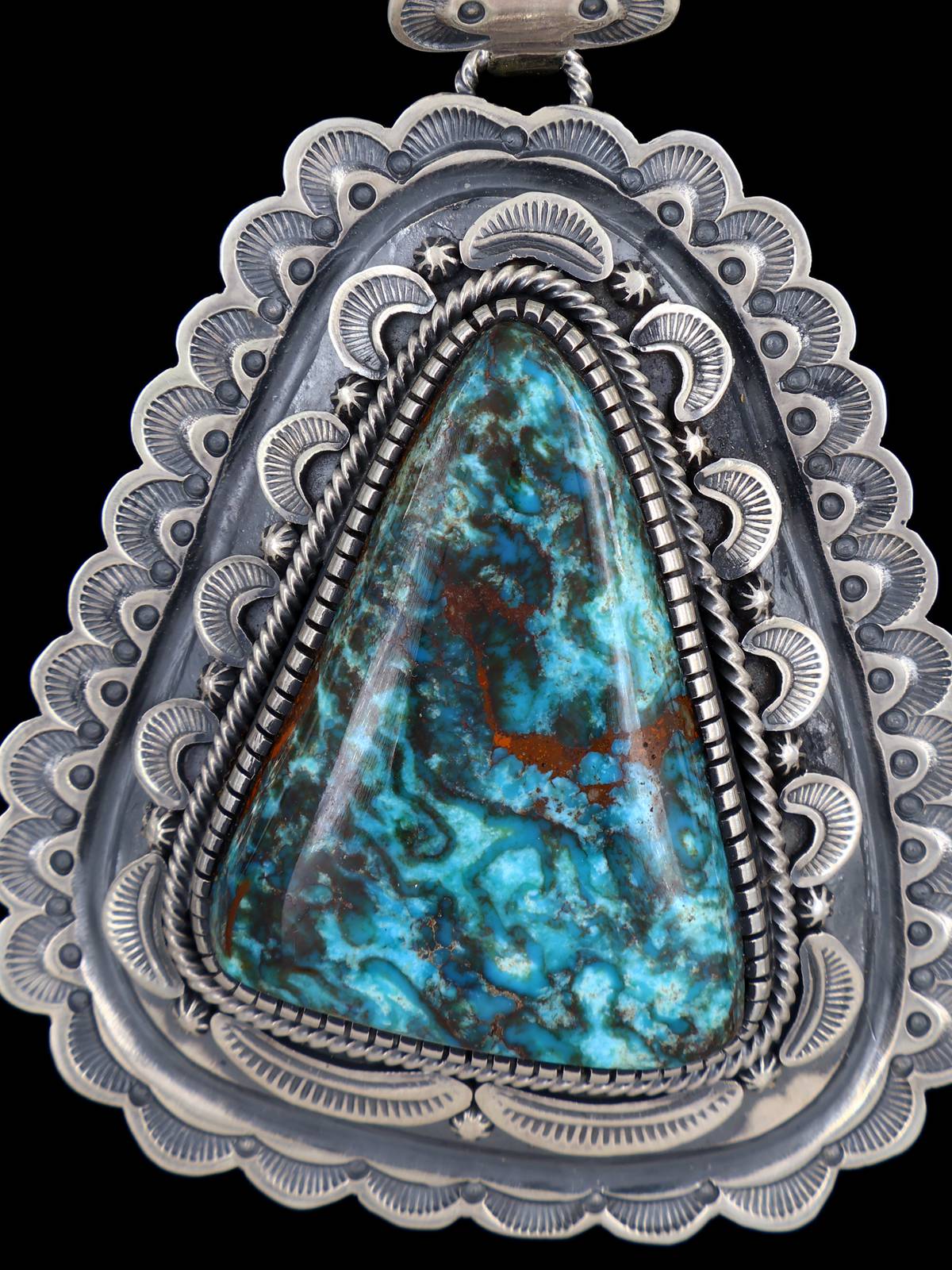 Egyptian Turquoise Navajo Sterling Silver Pendant - PuebloDirect.com