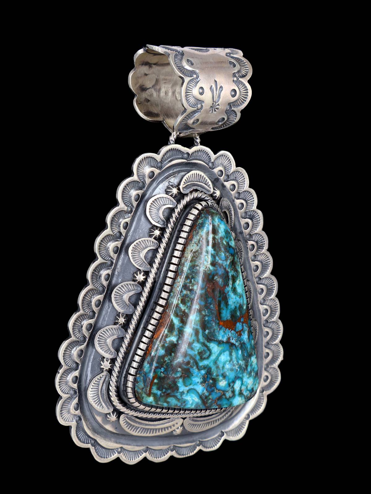 Egyptian Turquoise Navajo Sterling Silver Pendant - PuebloDirect.com