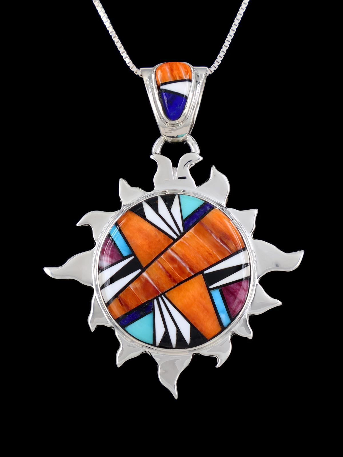 Native American Multistone Inlay Sun Pendant