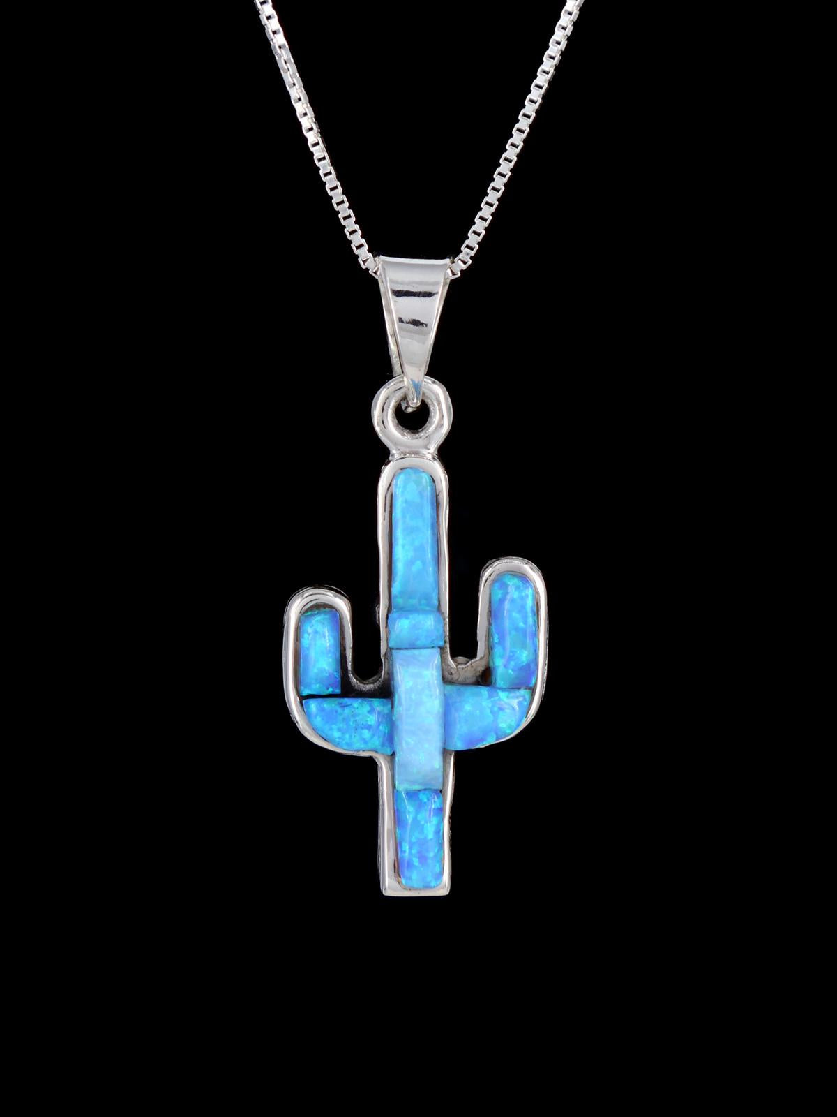 Colgante de cactus con incrustaciones de opalita nativa americana