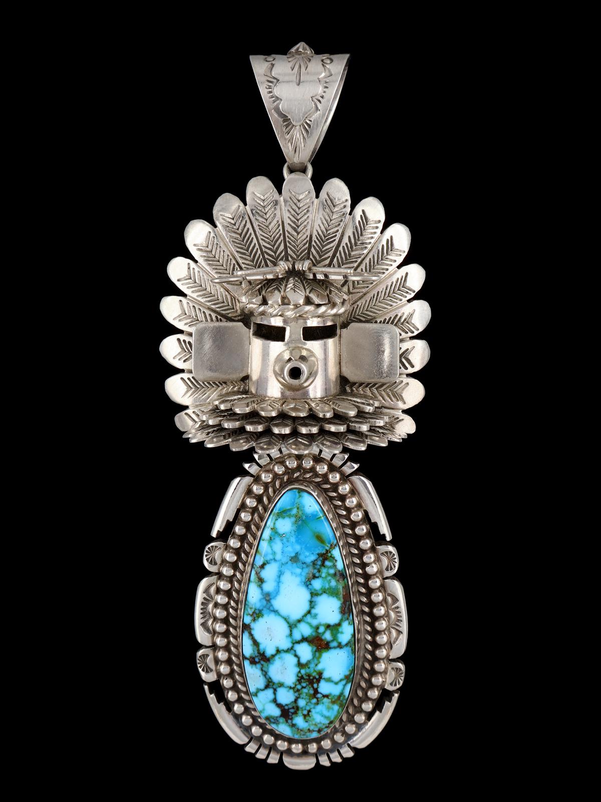 Native American Sterling Silver Kingman Turquoise Kachina Pendant