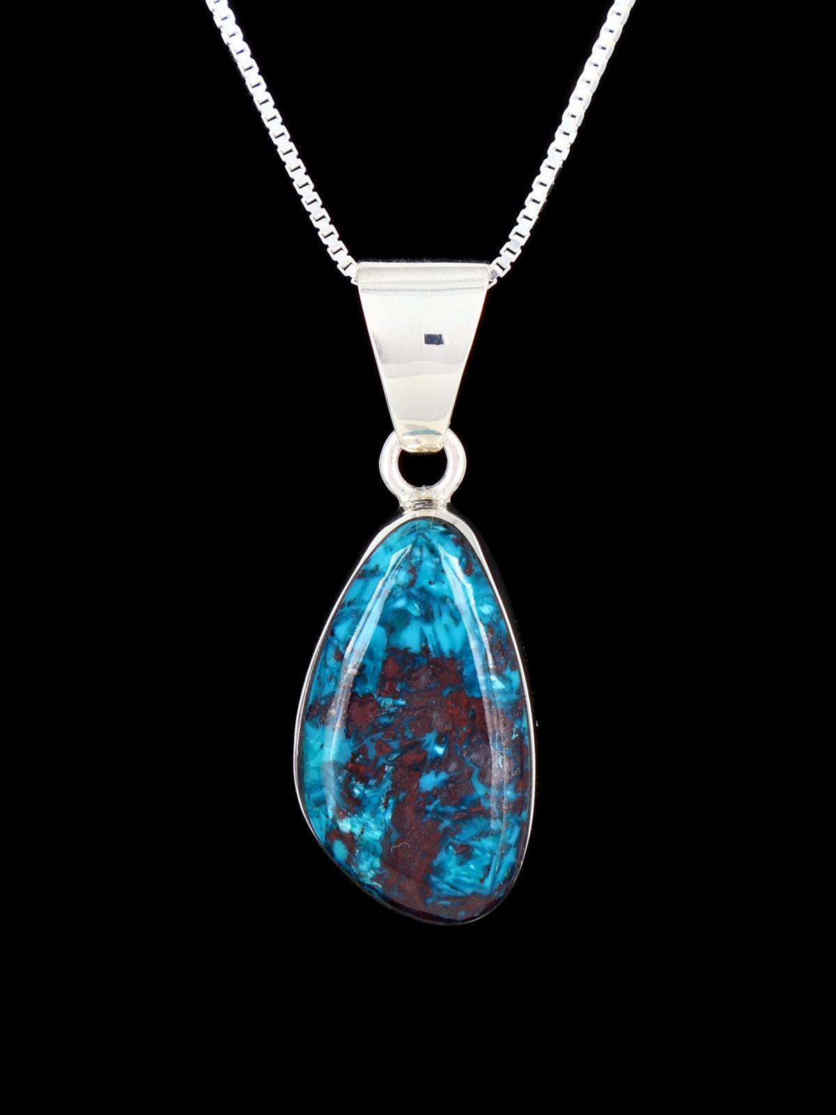 Native American Sterling Silver Chrysocholla Pendant