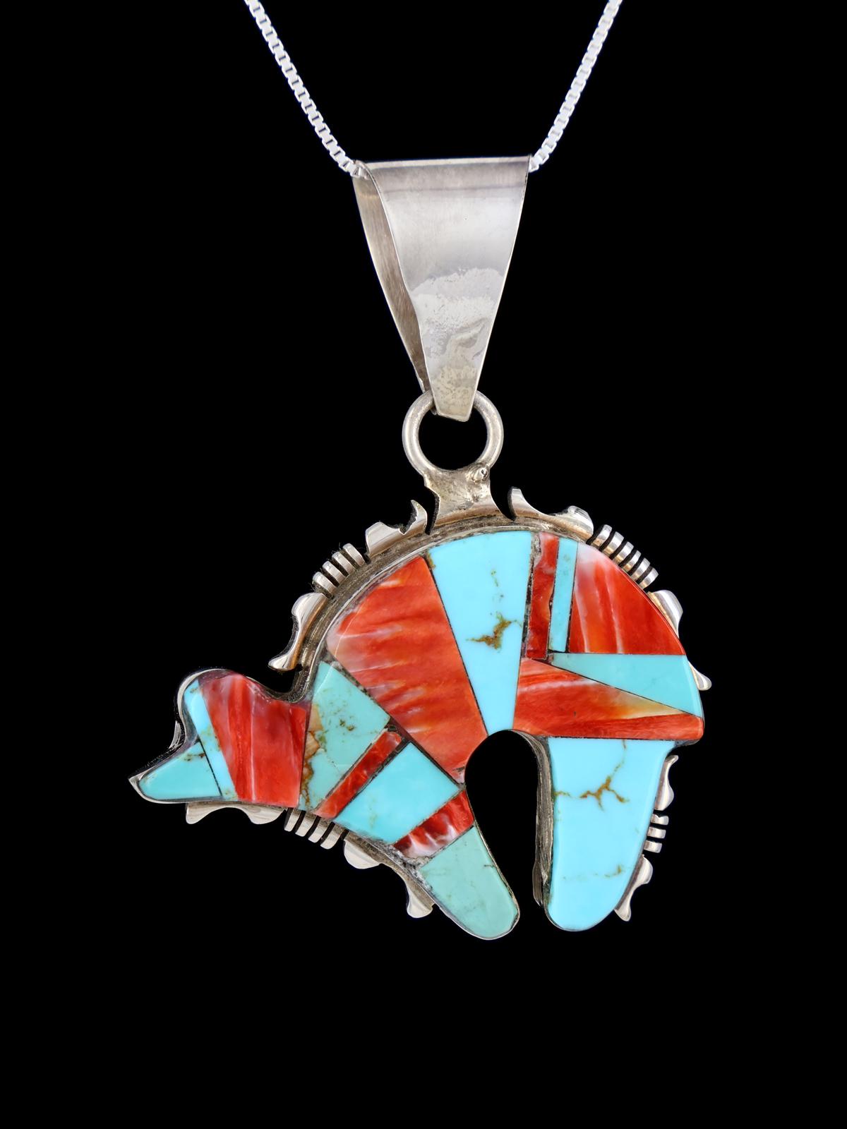 Pendentif ours incrusté de turquoise Navajo