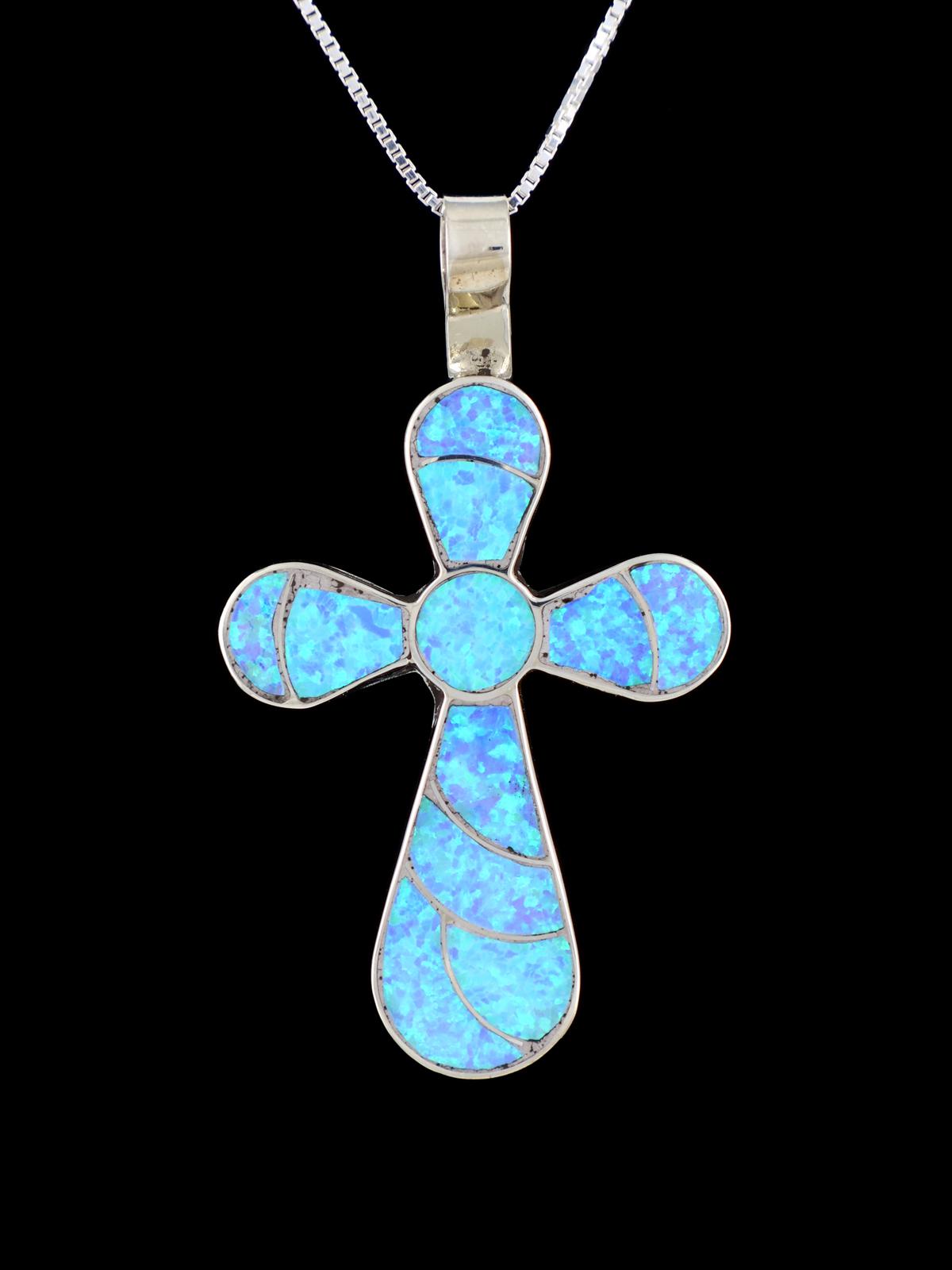 Sterling Silver Zuni Opalite Cross Pendant