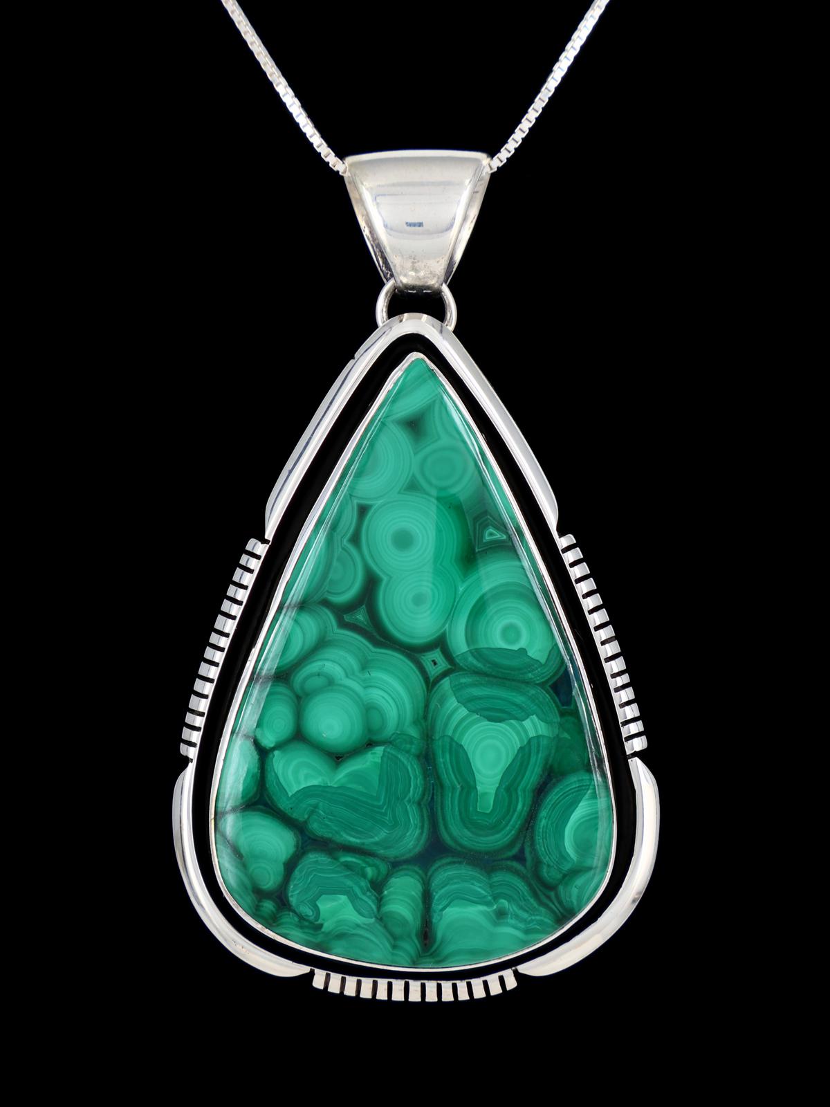 Native American Sterling Silver Malachite Pendant