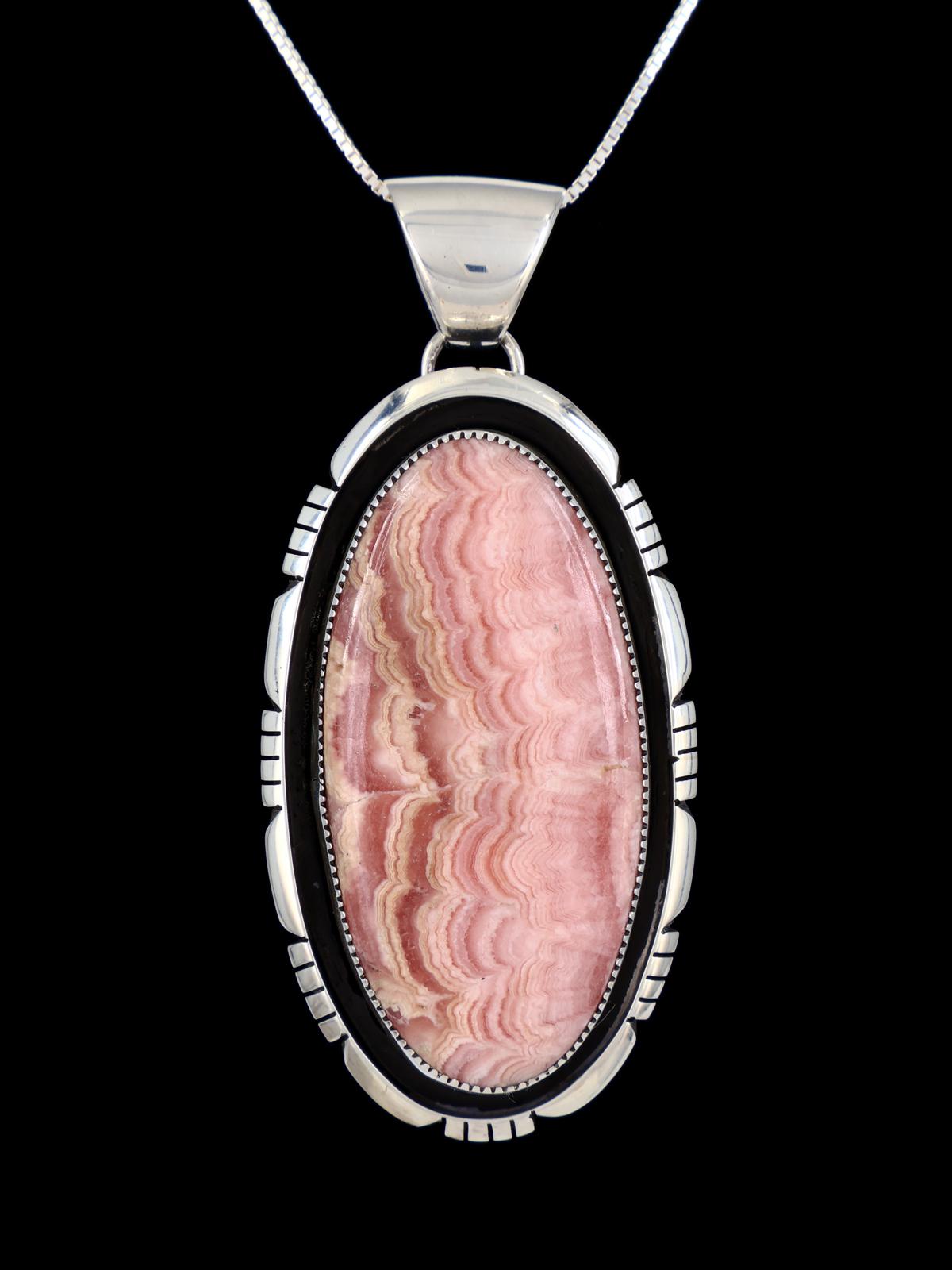 Native American Sterling Silver Rhodochrosite Pendant