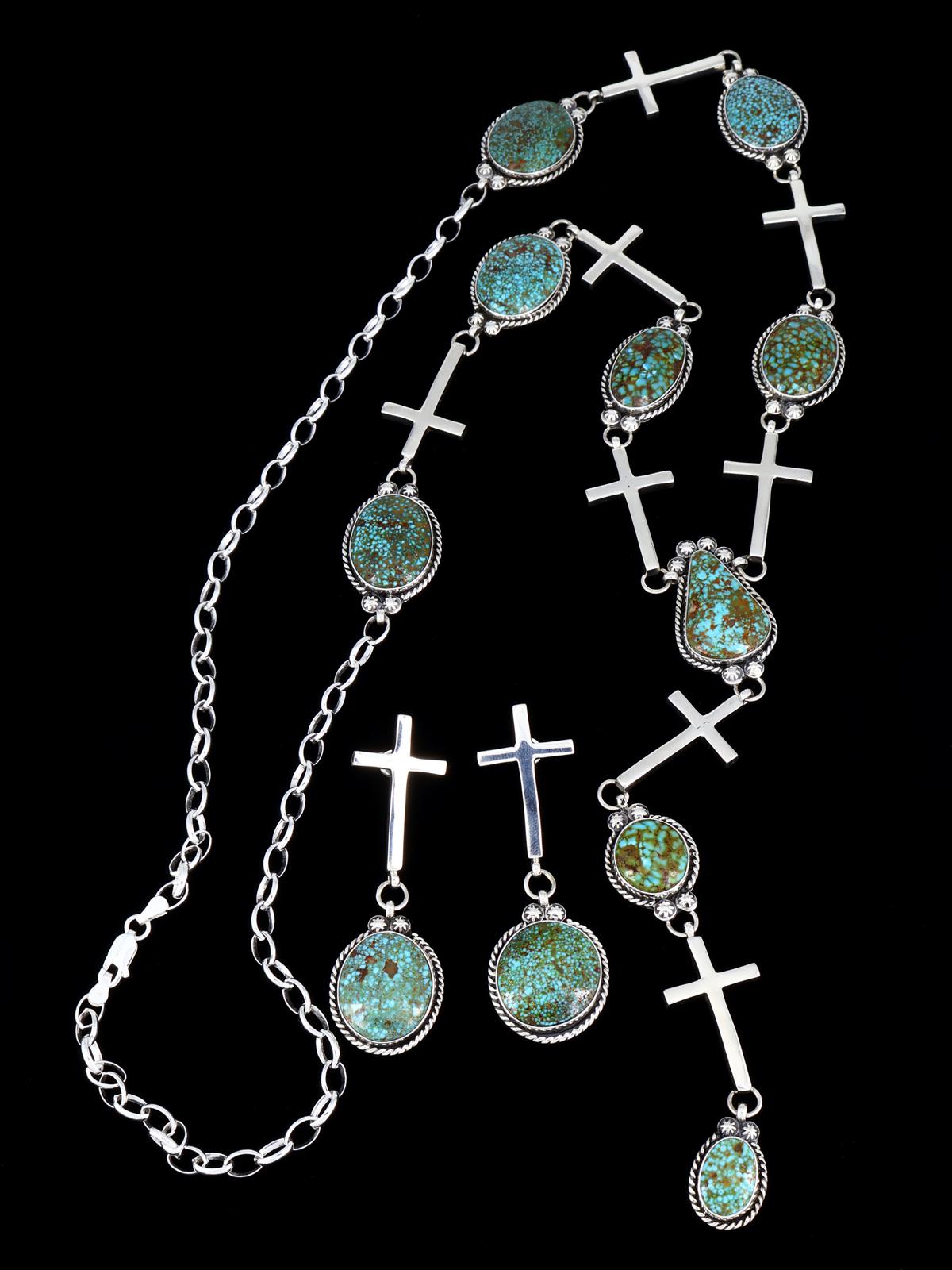 Native American Kingman Turquoise Lariat Necklace Set