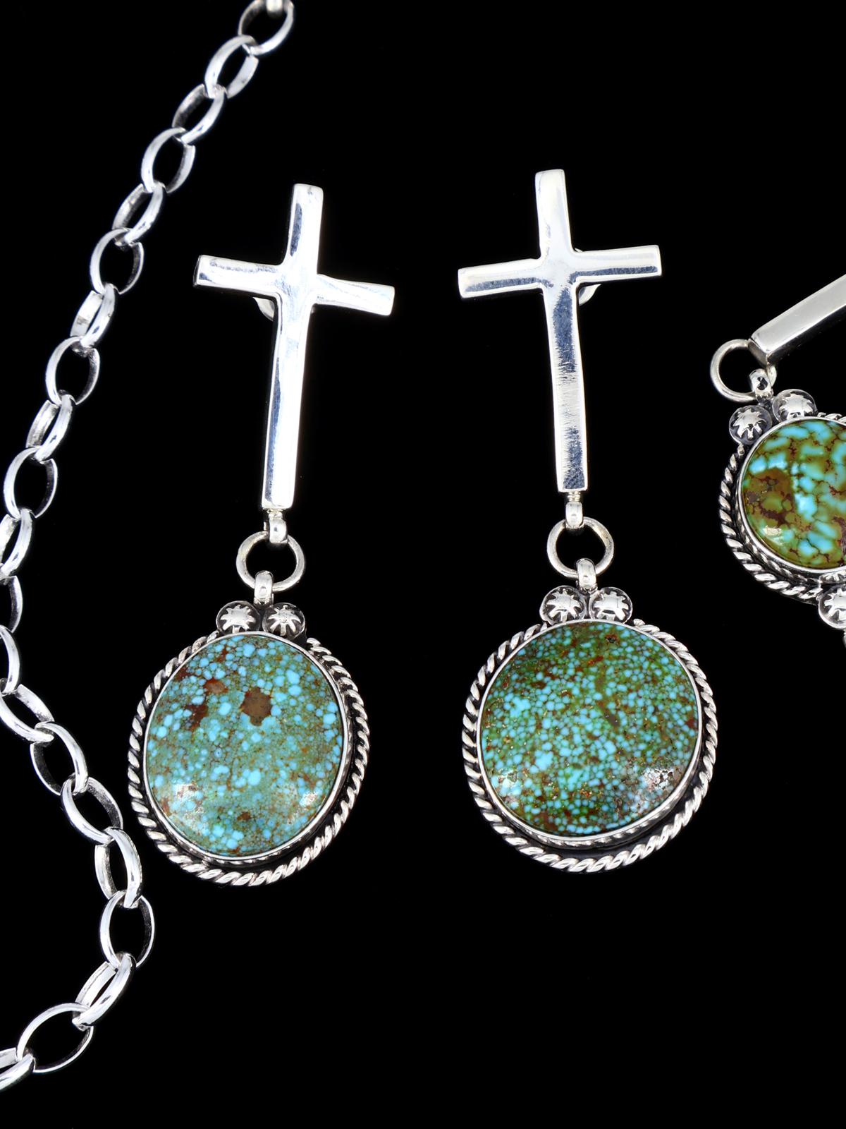 Native American Kingman Turquoise Lariat Necklace Set