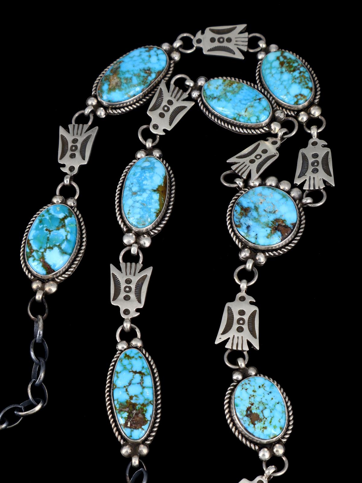 Native American Kingman Turquoise Lariat Necklace Set