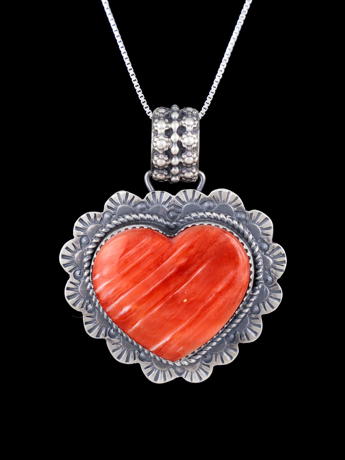 Native American Spiny Oyster Heart Sterling Silver Pendant