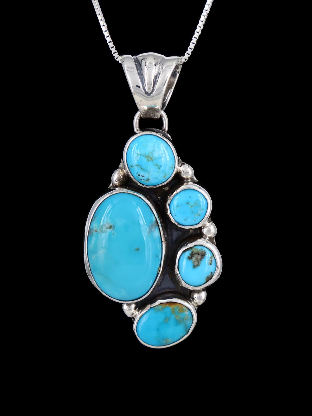 Turquoise Navajo Sterling Silver Cluster Pendant