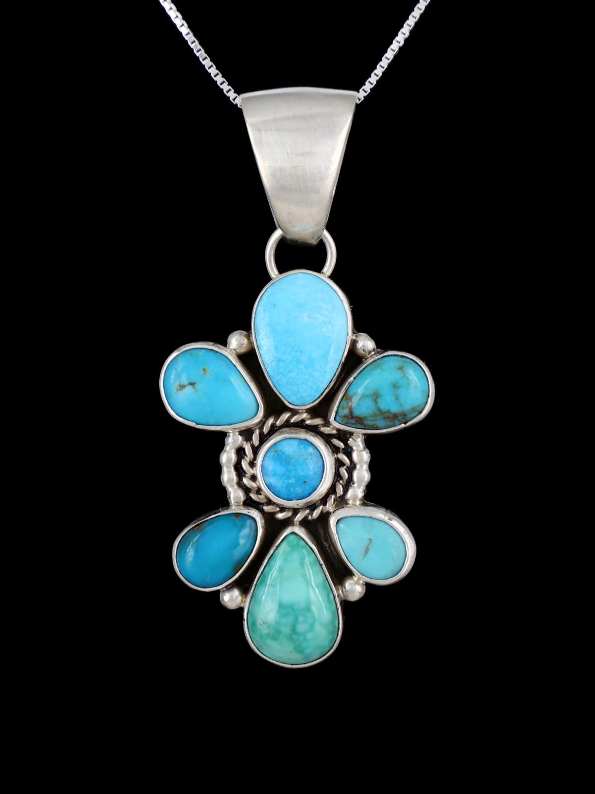 Natural Turquoise Navajo Sterling Silver Pendant