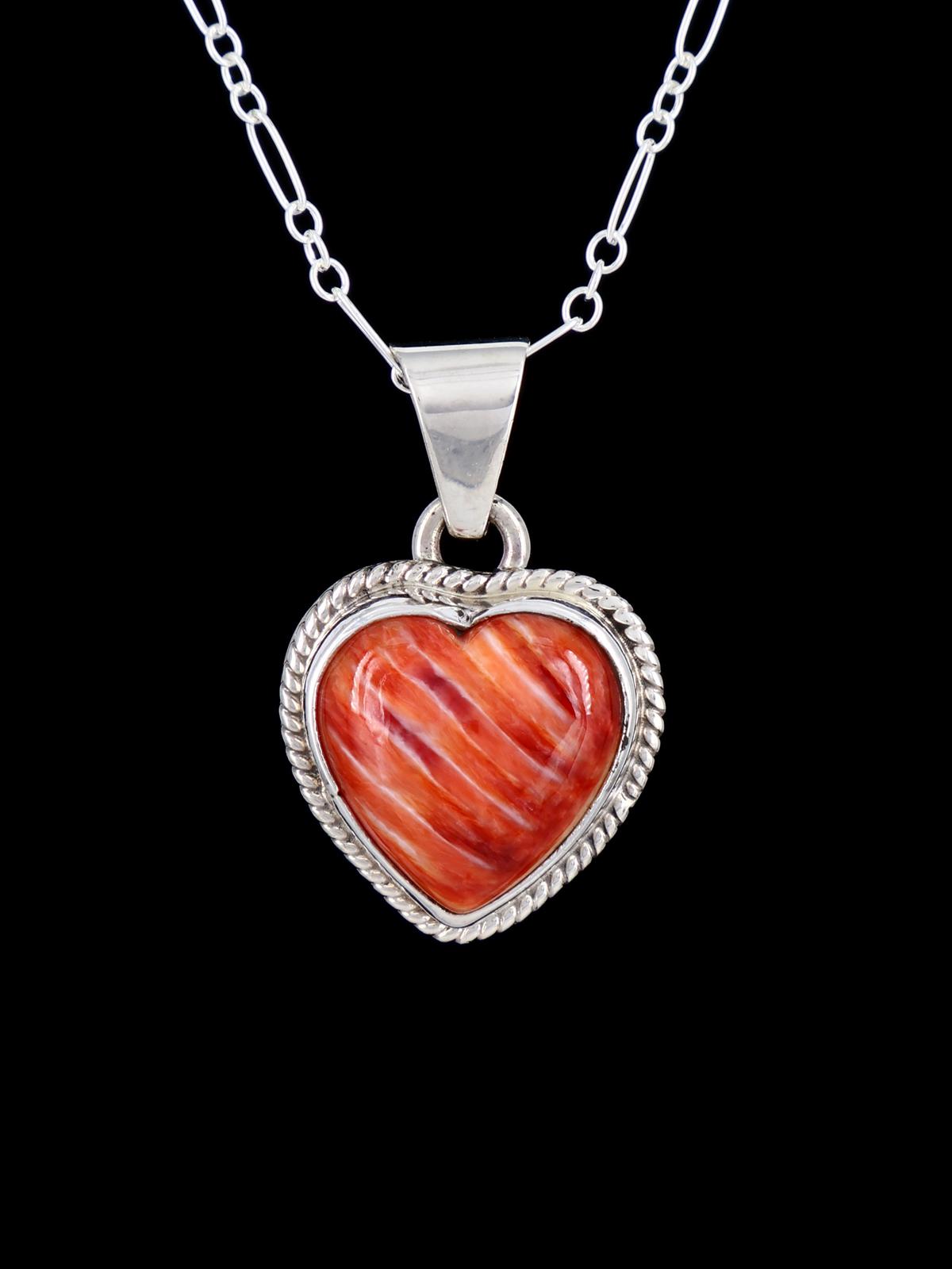 Native American Sterling Silver Spiny Oyster Heart Pendant