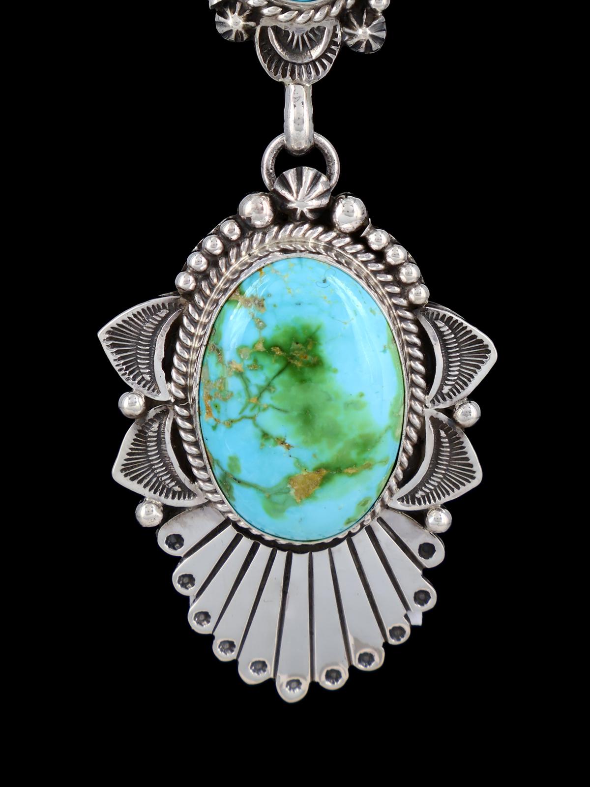 Native American Sonoran Gold Turquoise Sterling Silver Pendant