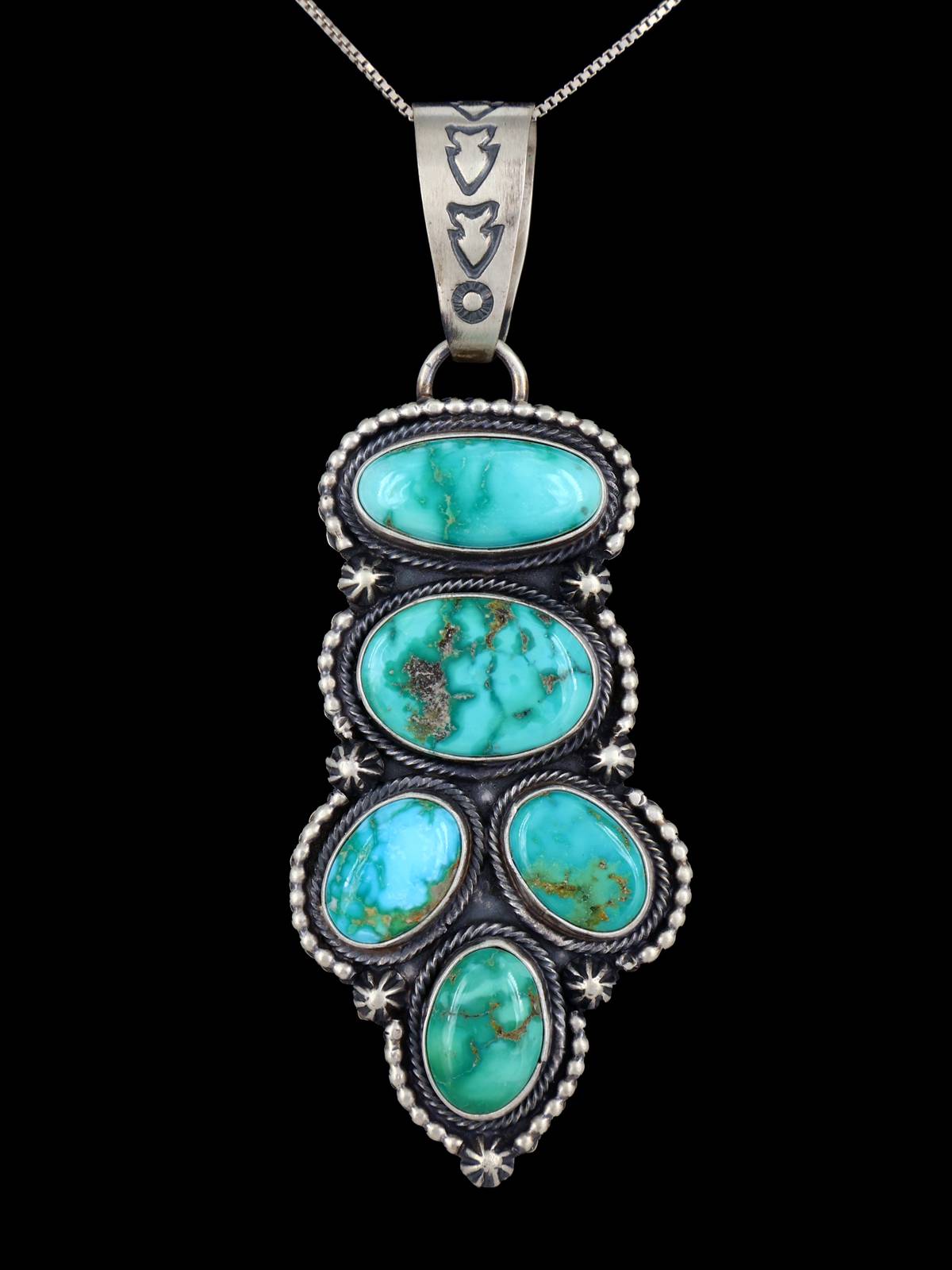 Native American Jewelry Sonoran Gold Turquoise Cluster Pendant - PuebloDirect.com