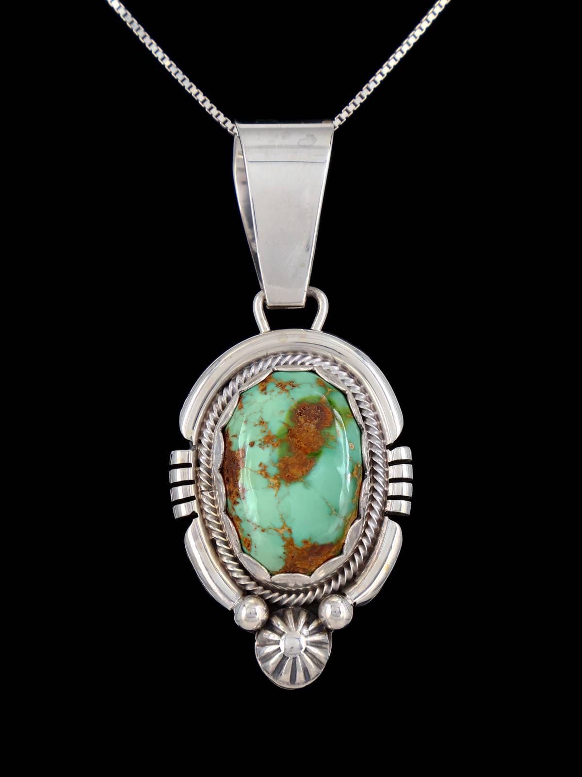 Navajo Sterling Silver Natural Royston Turquoise Pendant - PuebloDirect.com