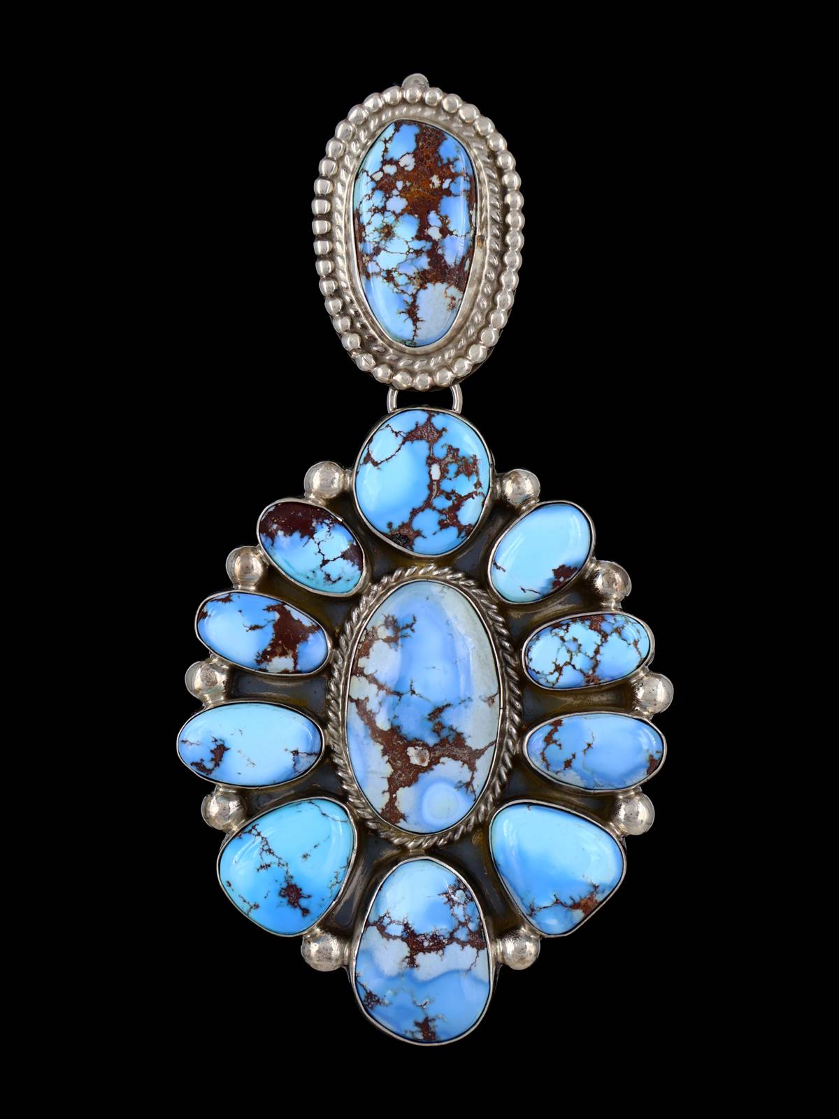 Native American Jewelry Natural Golden Hill Turquoise Cluster Pendant - PuebloDirect.com