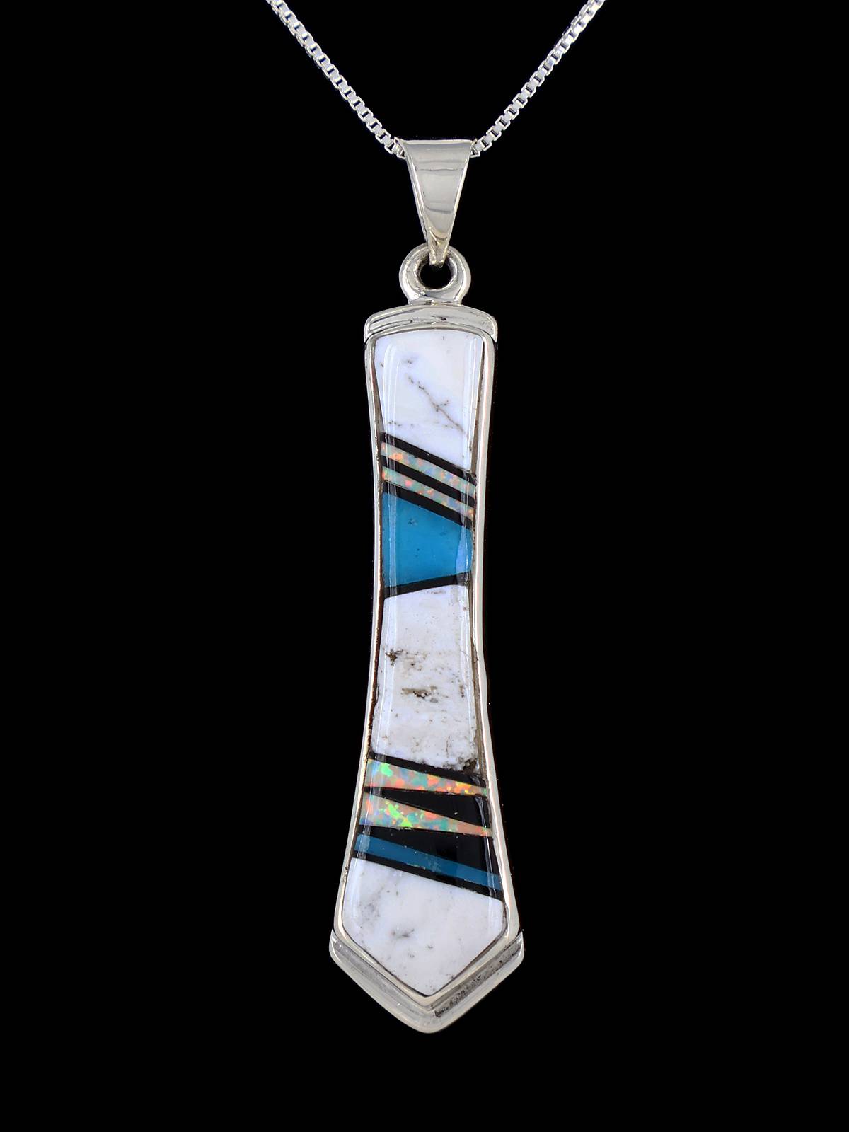 Native American Turquoise and White Buffalo Inlay Pendant - PuebloDirect.com