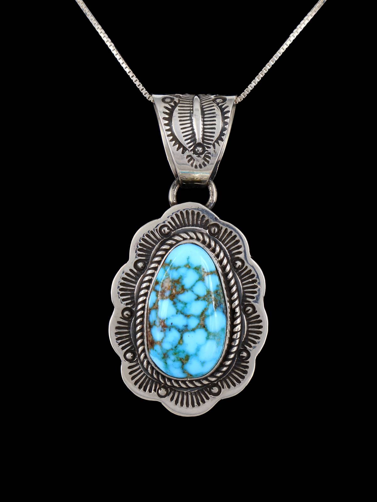 Colgante de plata de ley Navajo turquesa de Manassa