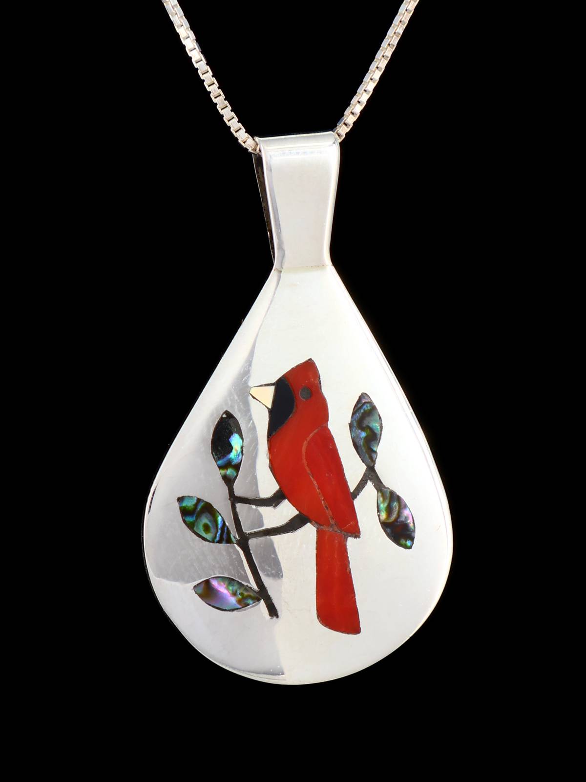 Native American Jewelry Zuni Inlay Red Cardinal Pendant
