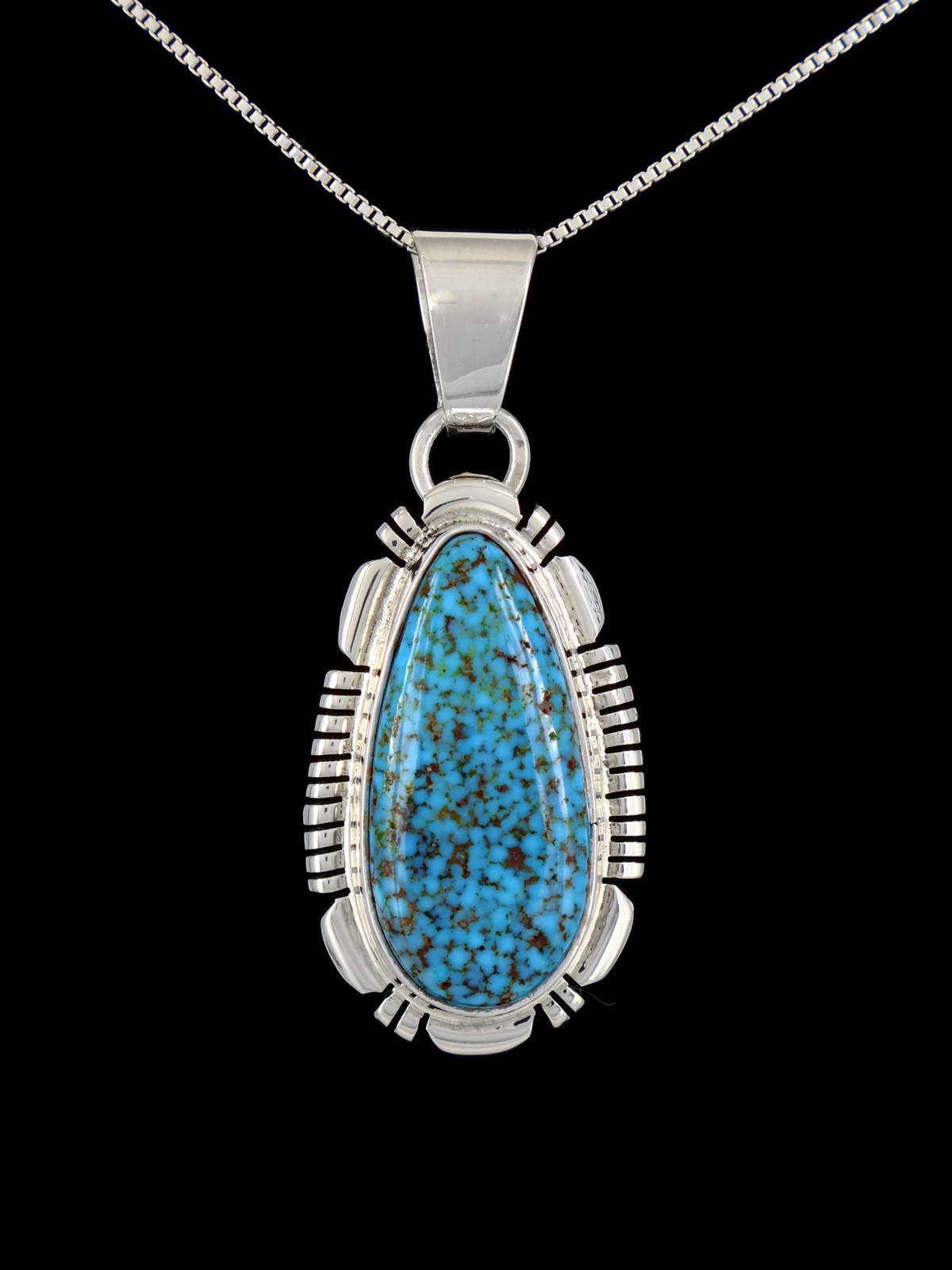 Natural Kingman Turquoise Navajo Sterling Silver Pendant