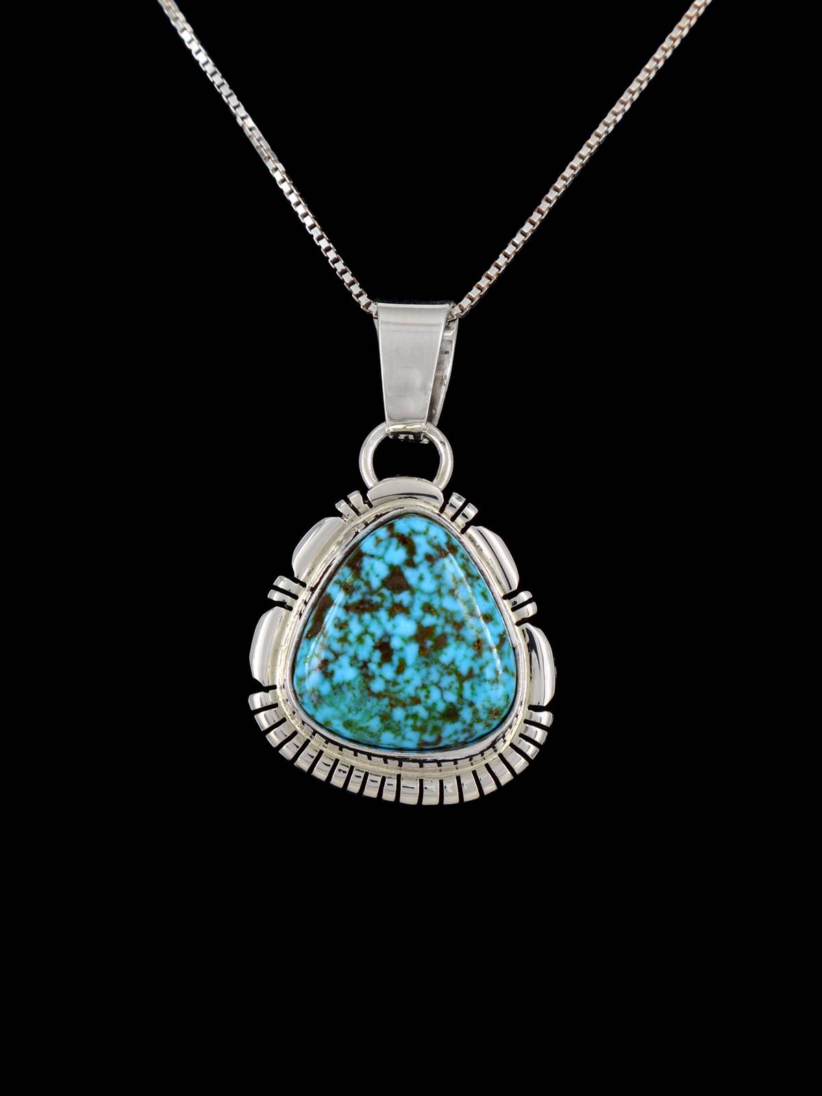 Natural Kingman Turquoise Navajo Sterling Silver Pendant