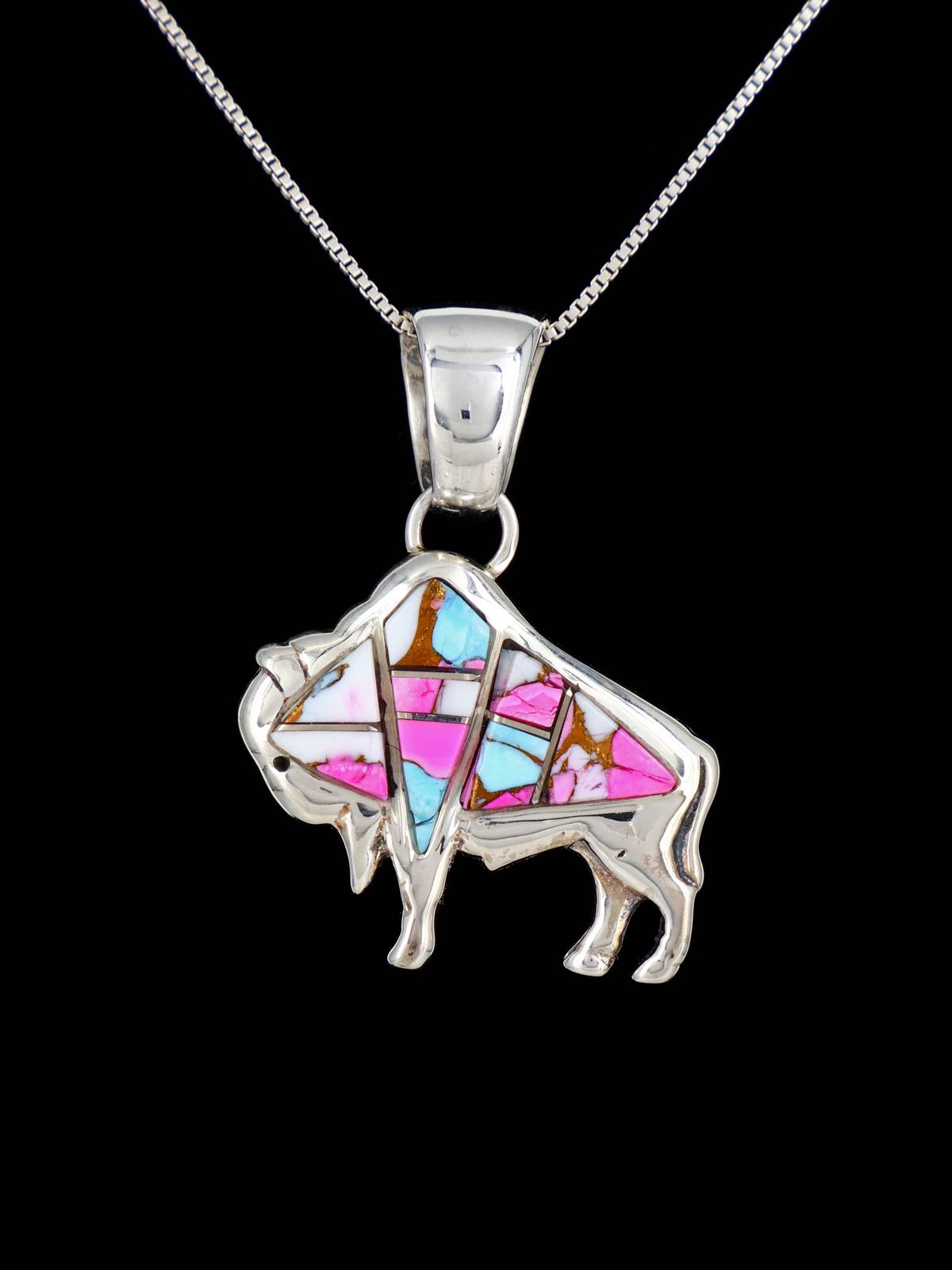Pendentif coeur d'huître épineuse en argent sterling avec incrustation Navajo