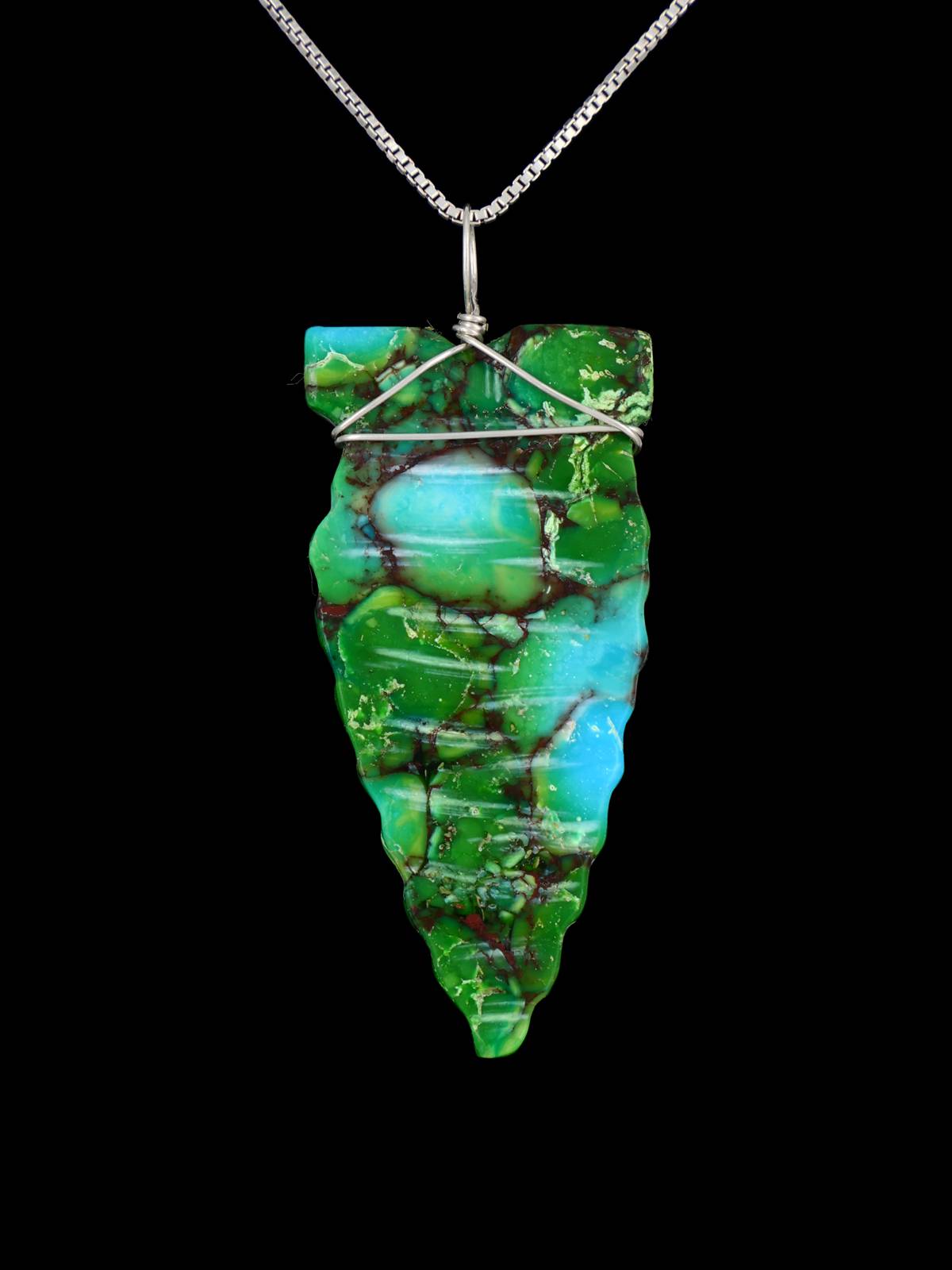 Navajo Sterling Silver Turquoise Arrowhead Pendant