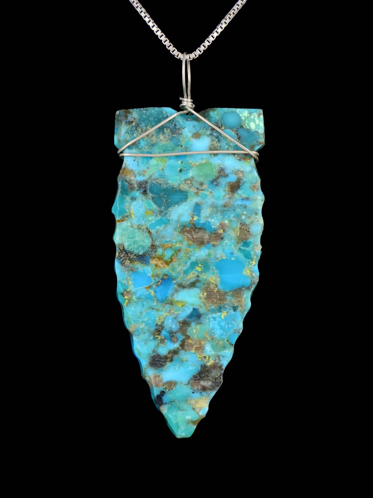 Navajo Sterling Silver Turquoise Arrowhead Pendant