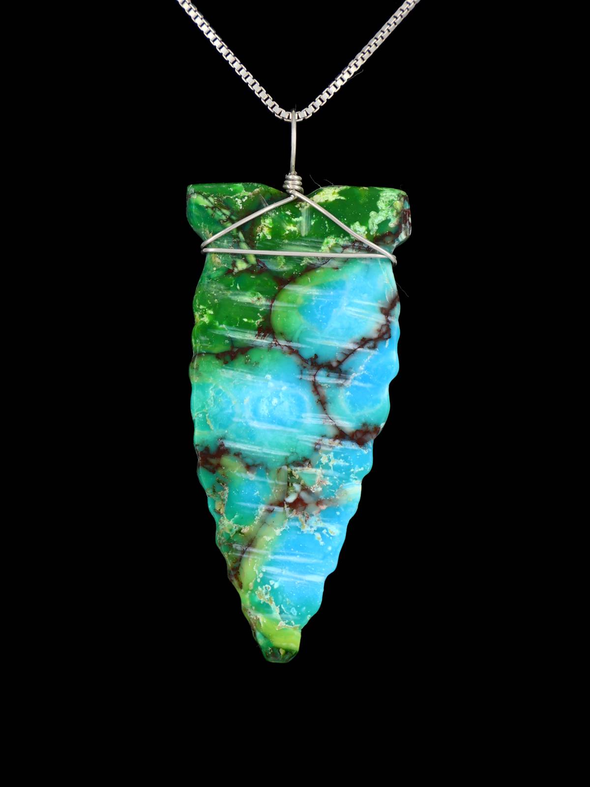 Pendentif tête de flèche turquoise en argent sterling Navajo