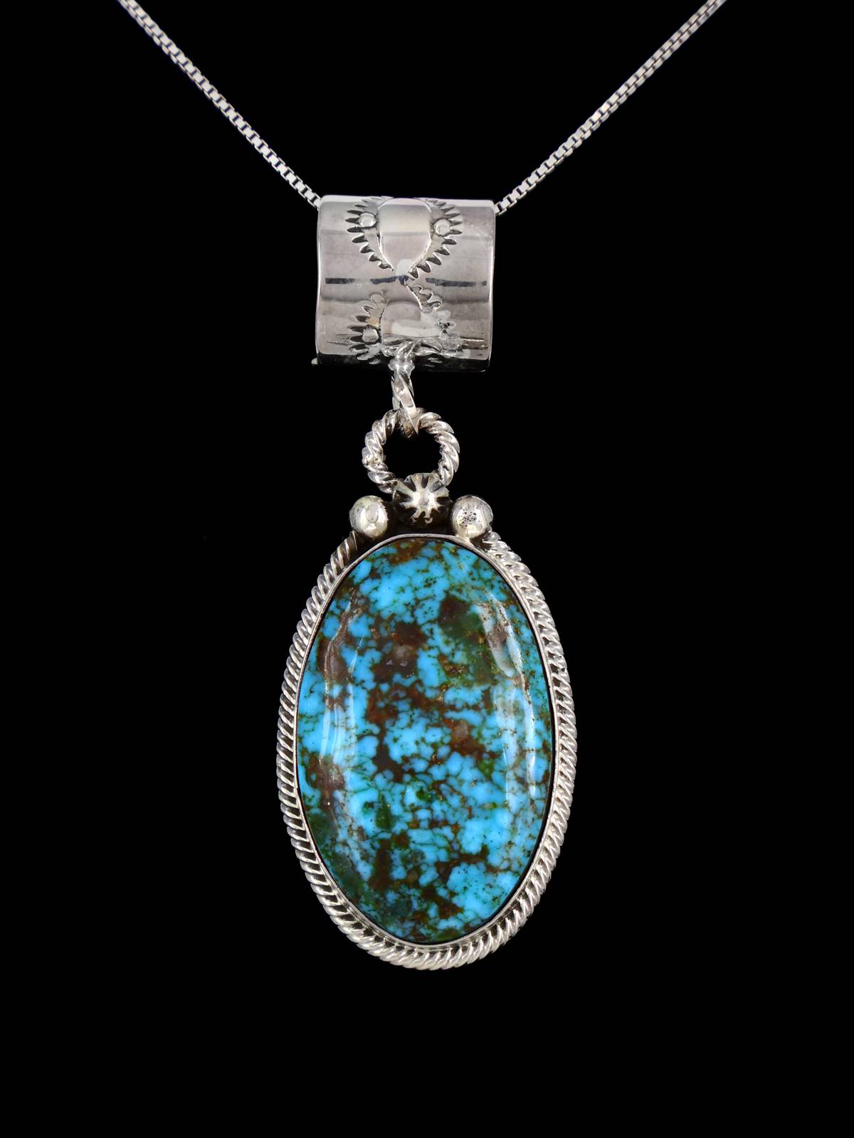 Kingman Turquoise Navajo Sterling Silver Pendant