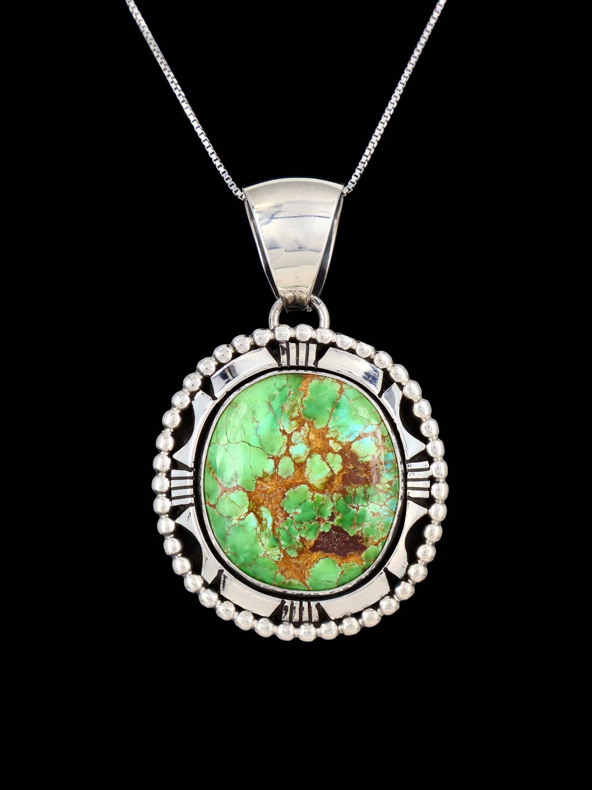 Native American Sonoran Gold Turquoise Sterling Silver Pendant