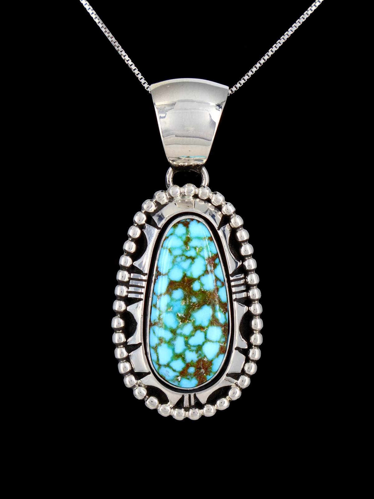 Native American Kingman Turquoise Sterling Silver Pendant