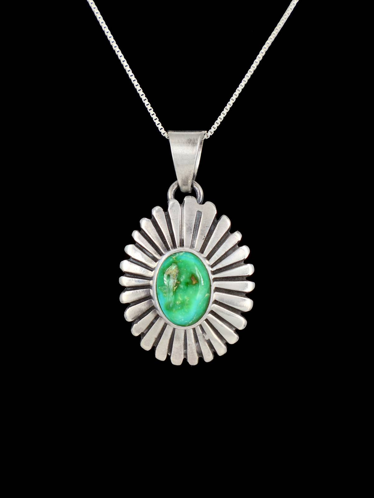 Native American Sterling Silver Sonoran Gold Turquoise Pendant