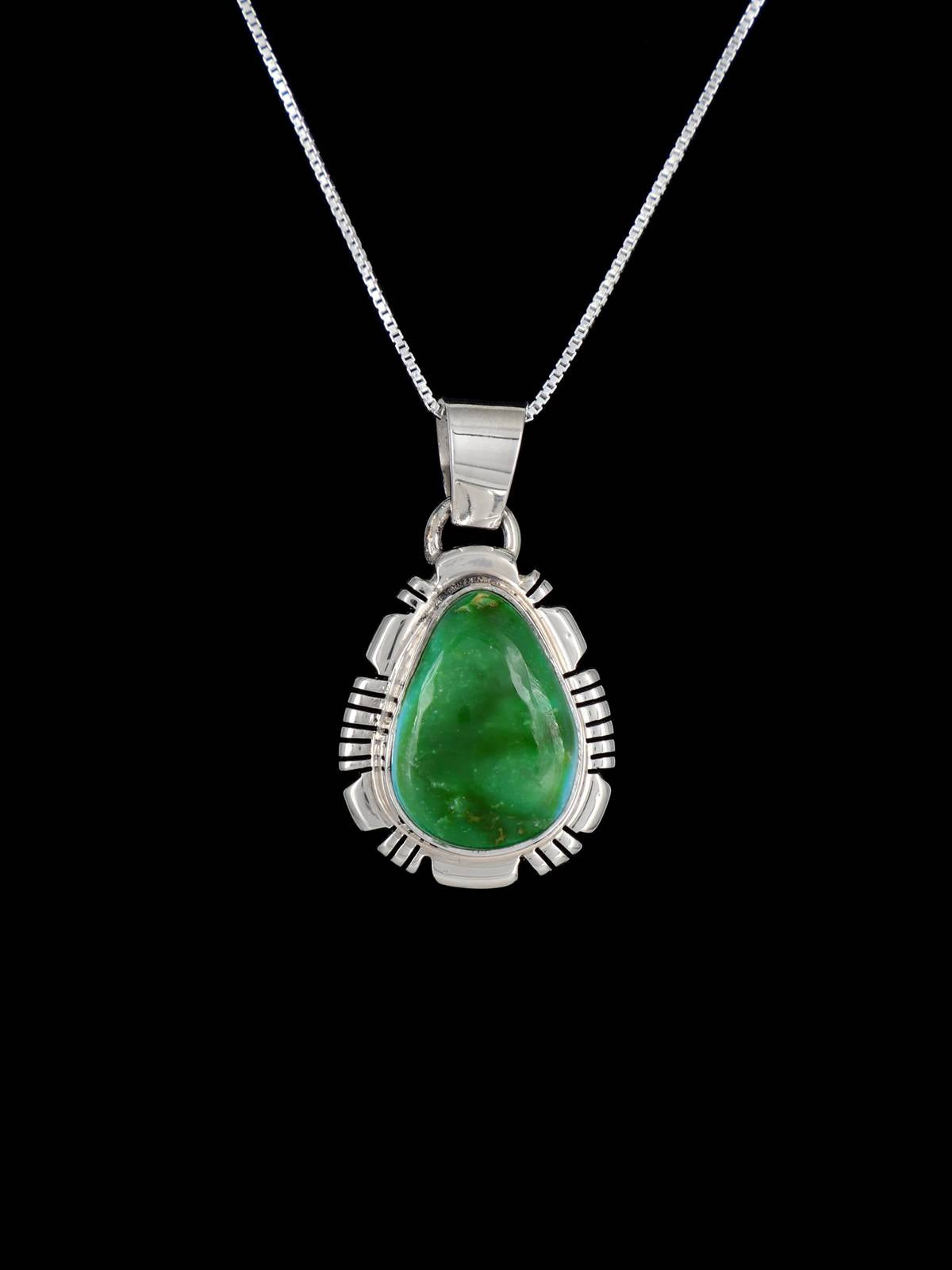 Native American Sonoran Gold Turquoise Sterling Silver Pendant
