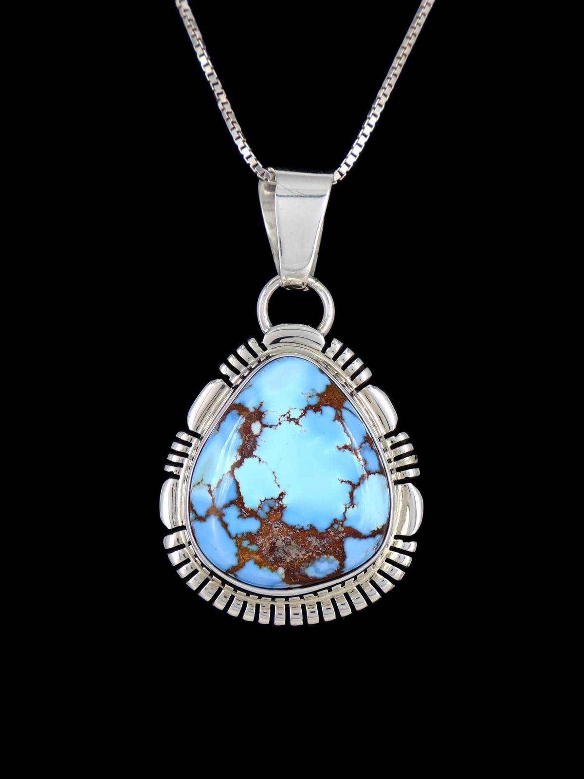 Pendentif en argent sterling Navajo turquoise naturel Golden Hill