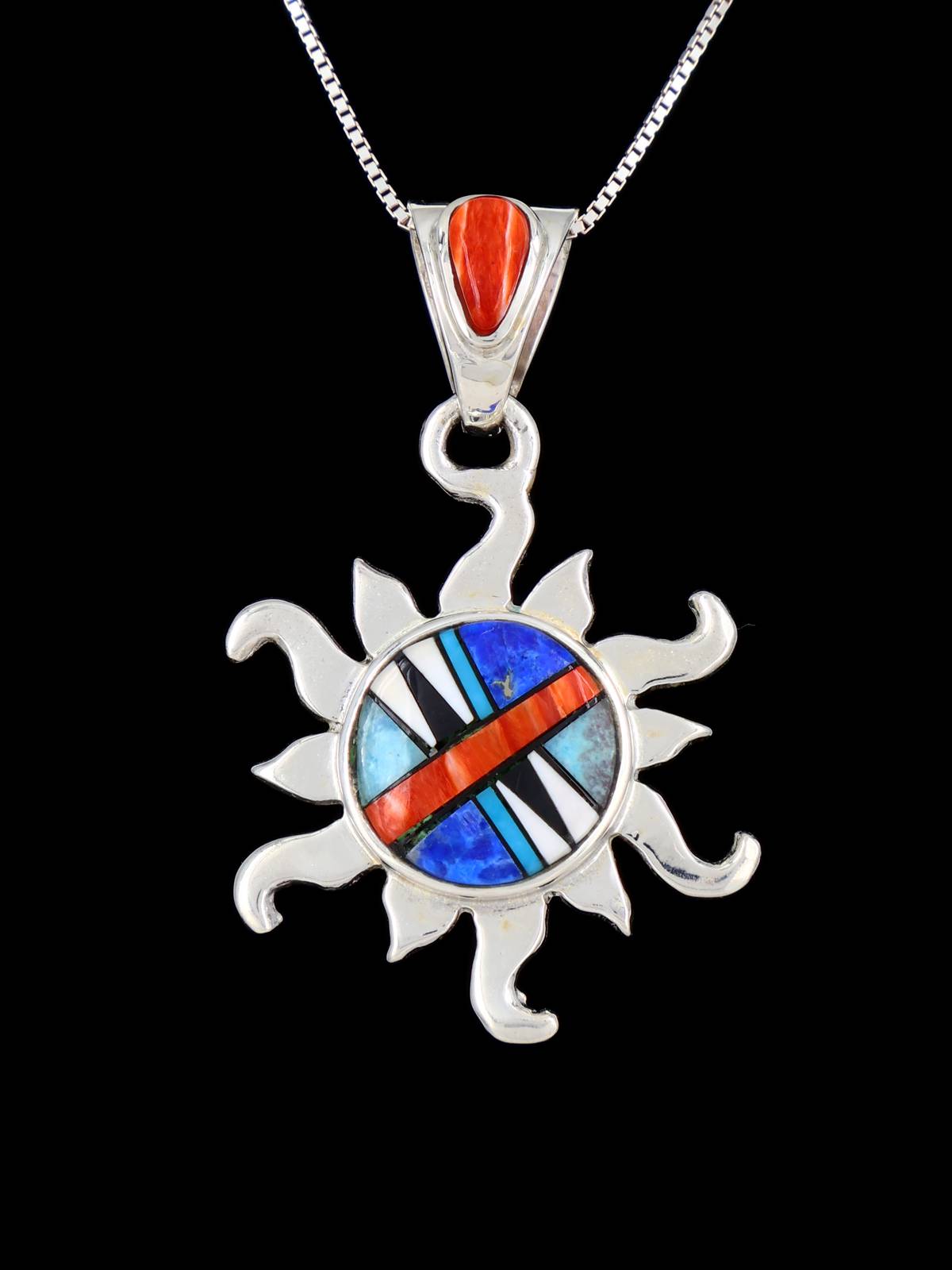 Native American Multistone Inlay Sun Pendant