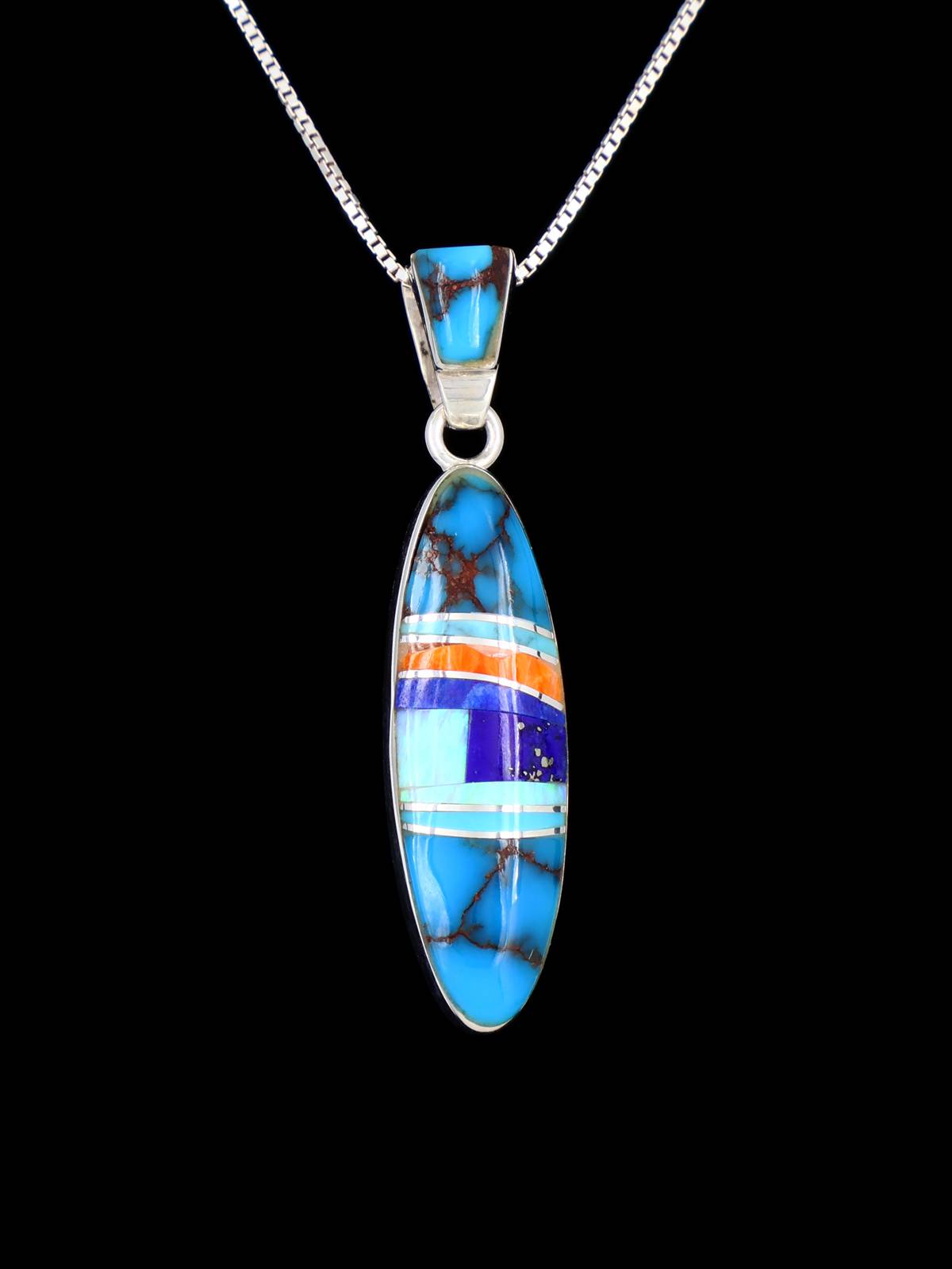 Native American Turquoise and Spiny Oyster Inlay Pendant