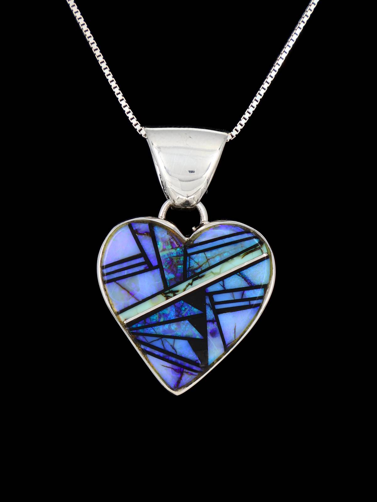 Colgante con incrustaciones de corazón de mosaico turquesa navajo