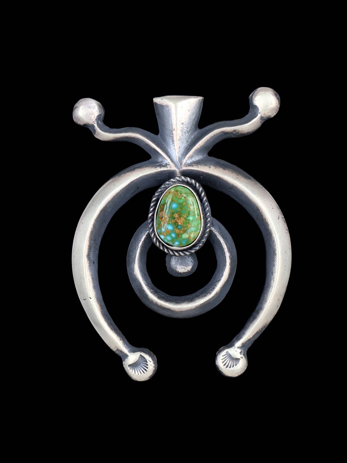 Sonoran Gold Turquoise Navajo Sandcast Naja Pendant
