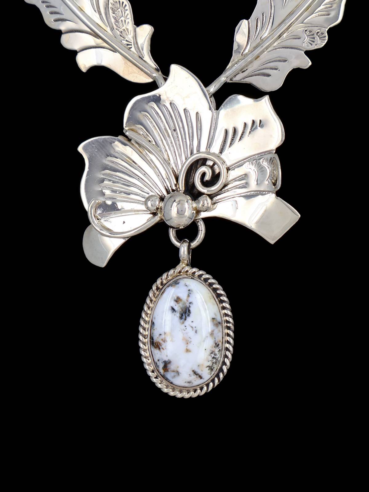 Native American Jewelry White Buffalo Sculpted Necklace
