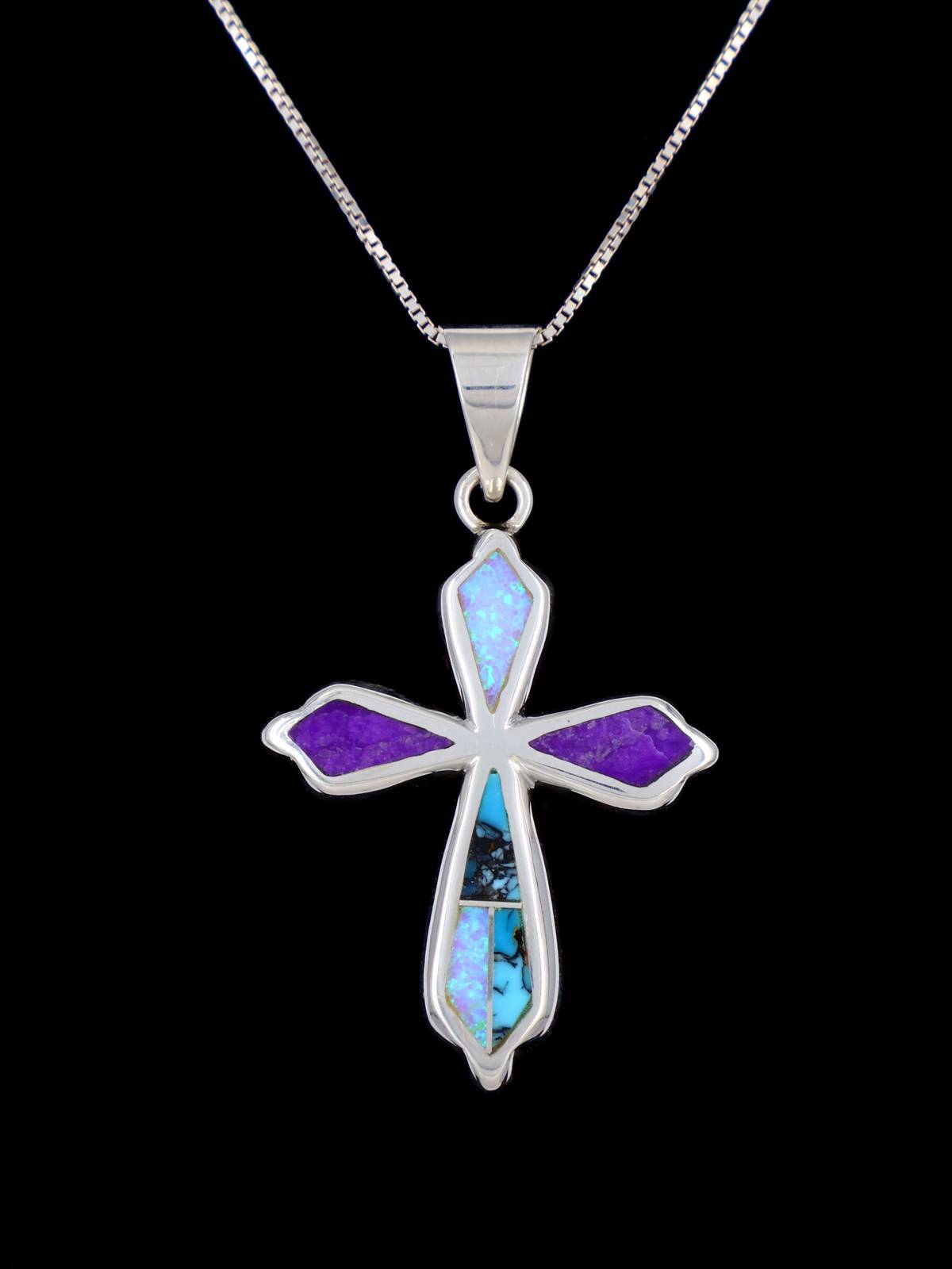 Navajo Sterling Silver Cross Inlay Pendant