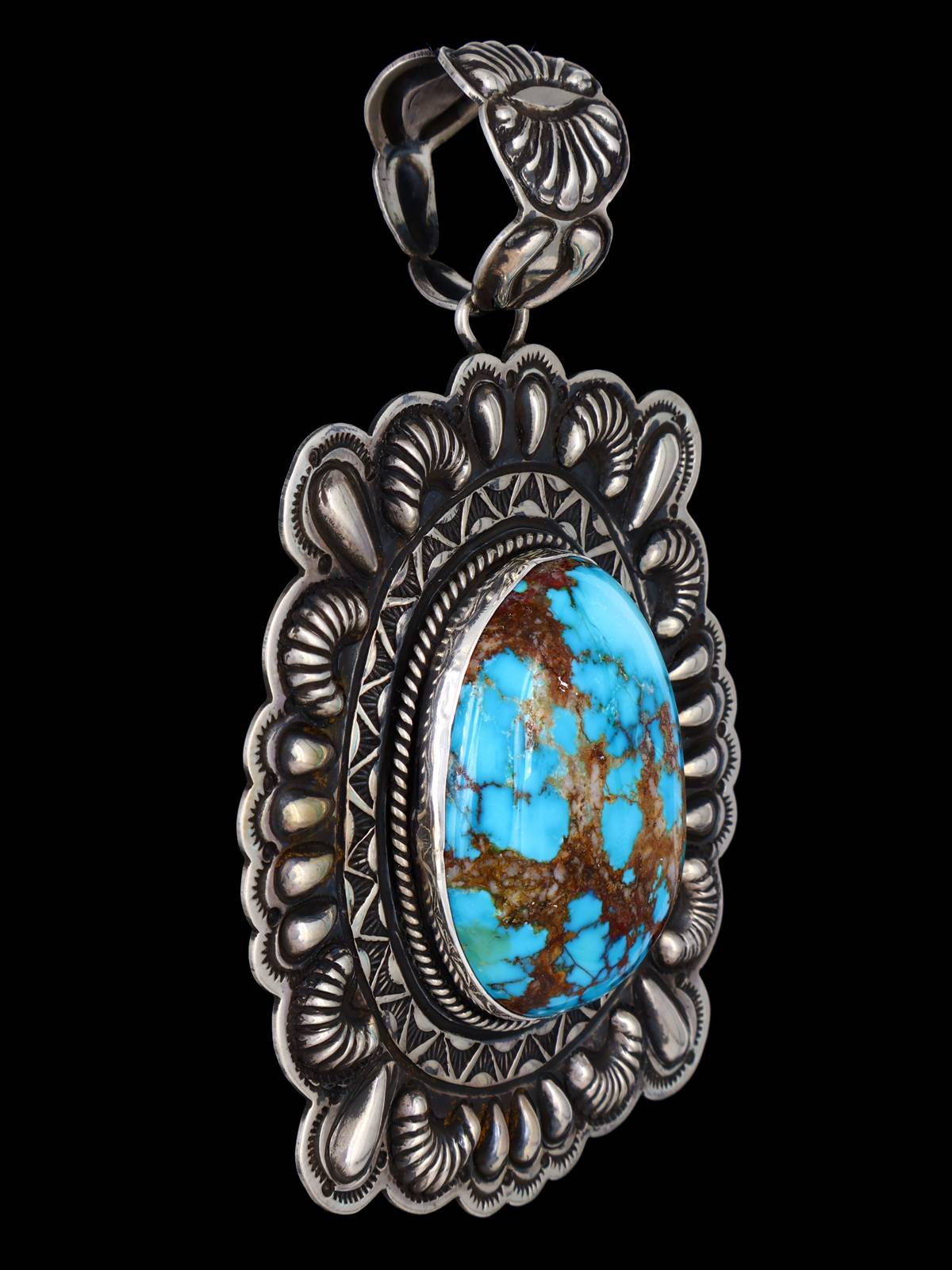 Native American Sterling Silver Hidden Valley Turquoise Pendant